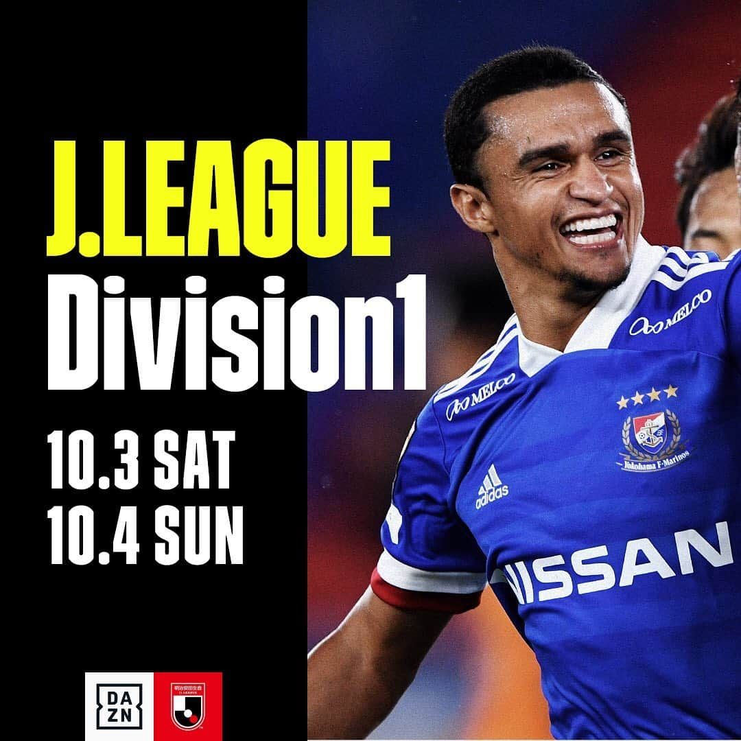 DAZN JAPANさんのインスタグラム写真 - (DAZN JAPANInstagram)「. ／ 10月も #Jリーグ⚽ 首位攻防戦など 今週末は注目試合が目白押し🔥 ＼ . 🏆明治安田J1第20節 📆10/3(土) 札幌×仙台 C大阪×川崎F 横浜FC×柏 広島×鳥栖 G大阪×鹿島 大分×清水 . 📆10/4(日) 湘南×FC東京 横浜FM×神戸 浦和×名古屋 . ライブスポーツが一番観られるのはDAZN.com📺 . #DAZN #おうちでDAZN観戦 #soccer #football #Jeague #Jリーグ #サッカー #soccer #Jリーグ #Jリーグが帰ってくる #Jリーグのある日常 #football #consadole #vegalta #antlers #urawareds #yokohamafmarinos #frontale #reysol #fctokyo #bellmare #spulse #nagoyagrampus #vissel #gambaosaka #cerezo #sanfrecce #trinita #sagantosu」10月1日 13時05分 - dazn_jpn