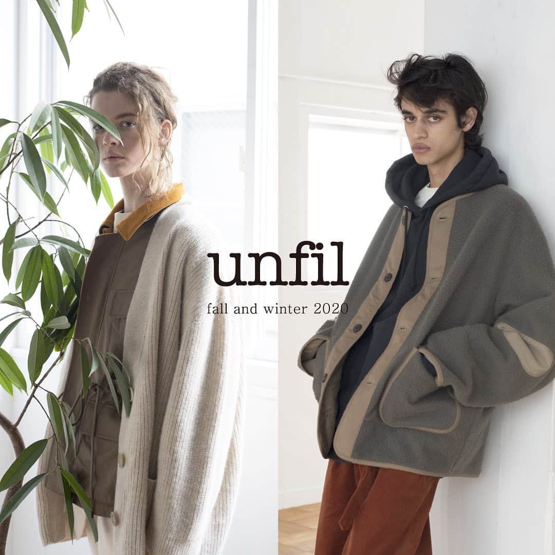 のインスタグラム：「unfil – 2020AW COLLECTION - . Bshopに『unfil（アンフィル）』の2020秋冬コレクションが、さらに豊富なバリエーションで入荷しております。 . 通常のラインアップに加え、限定店舗だけのアイテムも展開。 . 気軽さと着心地の良さを大切に、シンプルかつ特別な洋服を展開している『unfil（アンフィル）』。 . そんな「unfil」の世界観をこの機会にぜひご覧ください。 . #unfil #20AW #bshop #bshop_official」