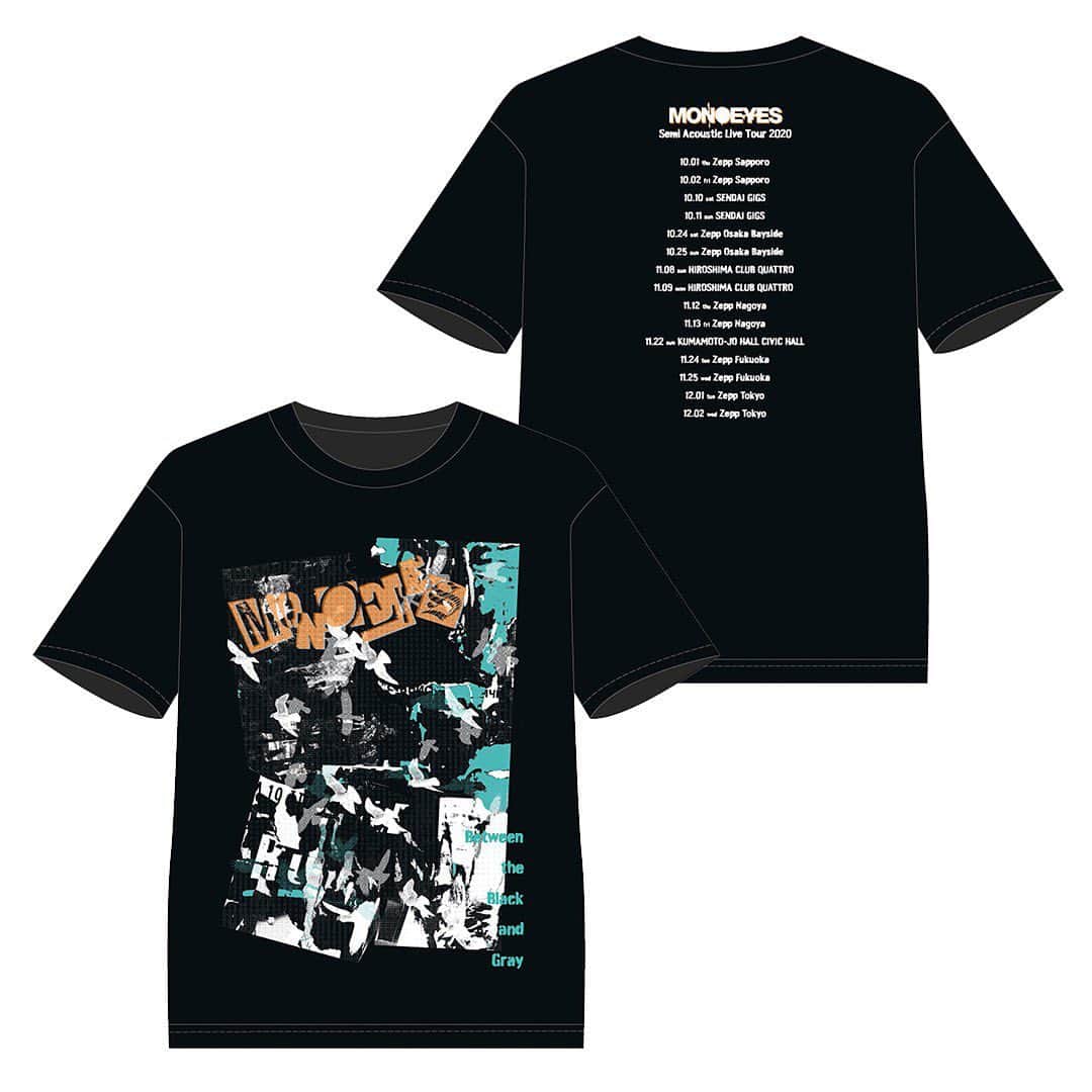 MONOEYESさんのインスタグラム写真 - (MONOEYESInstagram)「「Semi Acoustic Live Tour 2020」グッズラインナップ公開＆通販受付スタート！ . 【販売アイテム】 ・ツアーTシャツ 黒 / 白 (S / M / L / XL)…￥2,500 ・ビッグシルエットTシャツ 黒 / 白 (M / L / XL)…￥2,500  ・ロングTシャツ 黒 / 白 (M / L / XL)…￥3,000  ・パーカー 黒 / 白 (M / L / XL / XXL)…￥5,000 ・マフラータオル…￥1,000 . ＊本ツアーは会場でのグッズ販売は行いません。 ECサイトにて、10月1日 (木)〜12月2日 (水)までのツアー期間中、完全受注生産での販売となります。 . 【受注期間】 2020年10月1日 (木) 14:00 ～ 2020年12月2日 (水) 23:59 詳細・ご購入はこちら https://items-store.jp/monoeyes/ . ECサイトはInstagramストーリーからもアクセスいただけます。」10月1日 14時04分 - monoeyes_official