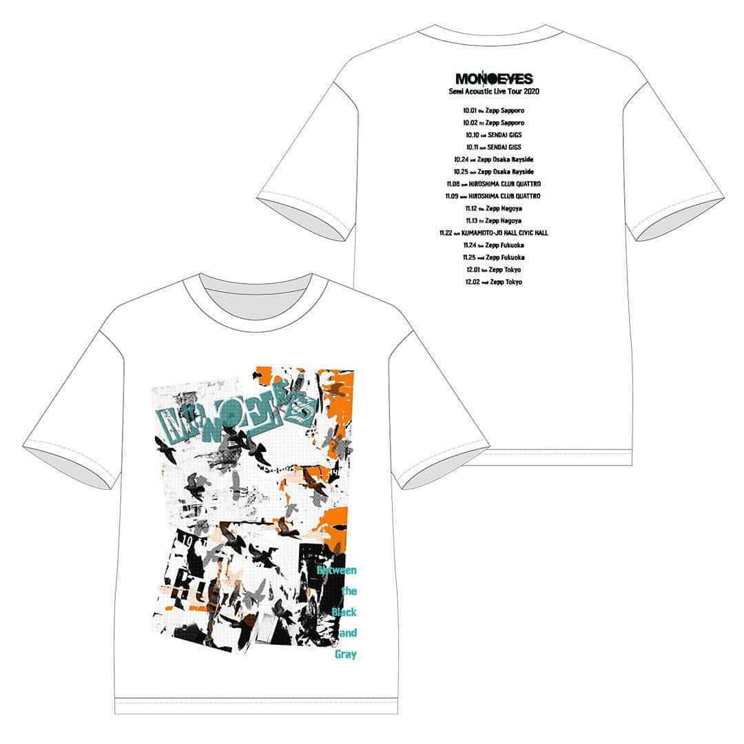 MONOEYESさんのインスタグラム写真 - (MONOEYESInstagram)「「Semi Acoustic Live Tour 2020」グッズラインナップ公開＆通販受付スタート！ . 【販売アイテム】 ・ツアーTシャツ 黒 / 白 (S / M / L / XL)…￥2,500 ・ビッグシルエットTシャツ 黒 / 白 (M / L / XL)…￥2,500  ・ロングTシャツ 黒 / 白 (M / L / XL)…￥3,000  ・パーカー 黒 / 白 (M / L / XL / XXL)…￥5,000 ・マフラータオル…￥1,000 . ＊本ツアーは会場でのグッズ販売は行いません。 ECサイトにて、10月1日 (木)〜12月2日 (水)までのツアー期間中、完全受注生産での販売となります。 . 【受注期間】 2020年10月1日 (木) 14:00 ～ 2020年12月2日 (水) 23:59 詳細・ご購入はこちら https://items-store.jp/monoeyes/ . ECサイトはInstagramストーリーからもアクセスいただけます。」10月1日 14時04分 - monoeyes_official