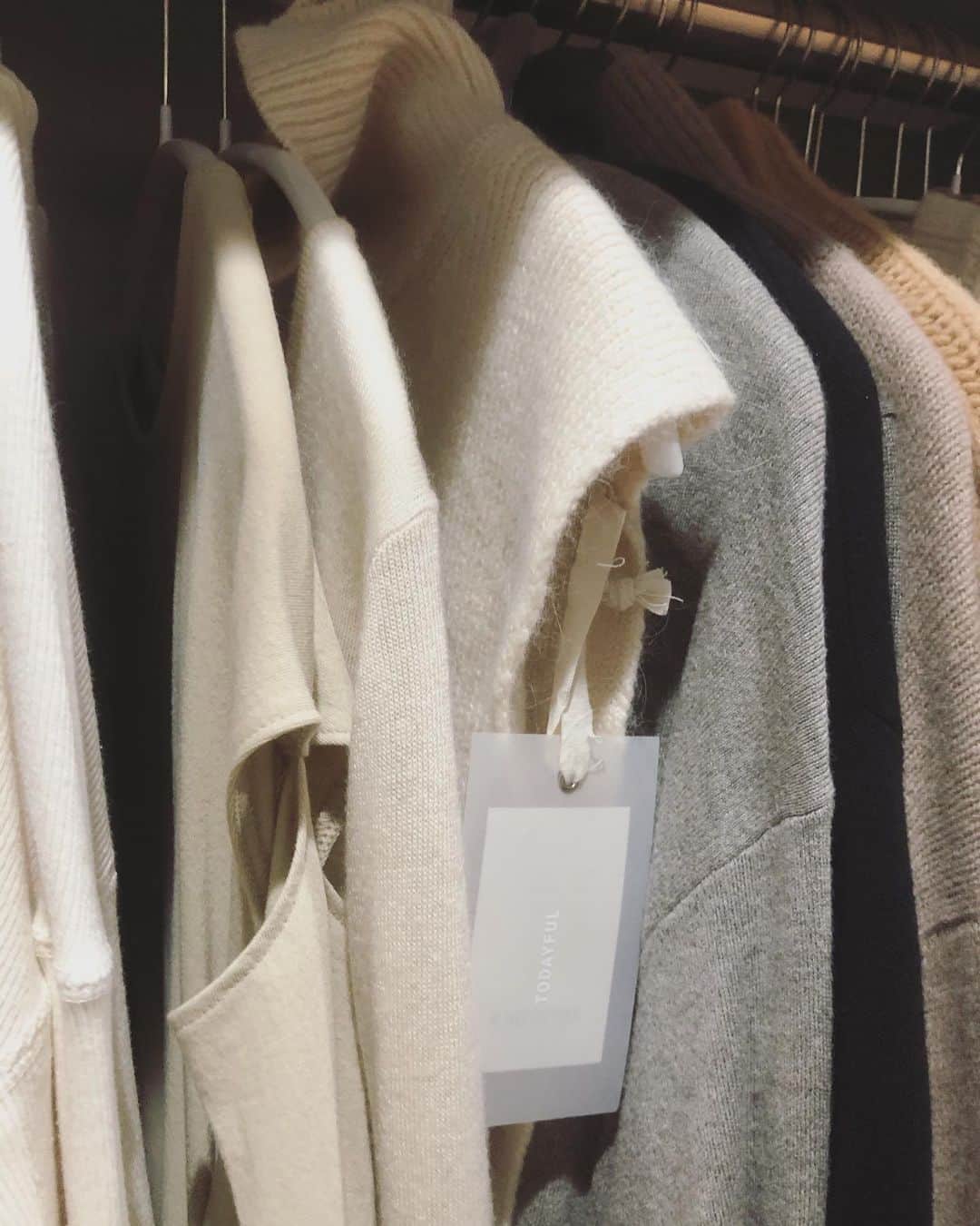 i_am_fukutaroのインスタグラム：「. 秋冬物待機中🌾 新旧どちらも🙆‍♀️ . 早くきたい💭 ニットはまだなんだかんだ暑い😵 . 今着れるものがあまりなくて ちょこちょこ買ったら またハンガー足りなくなってしまった… . 断捨離しようかな😵 . . . #秋物 #10月 #衣替え #closet #knit」