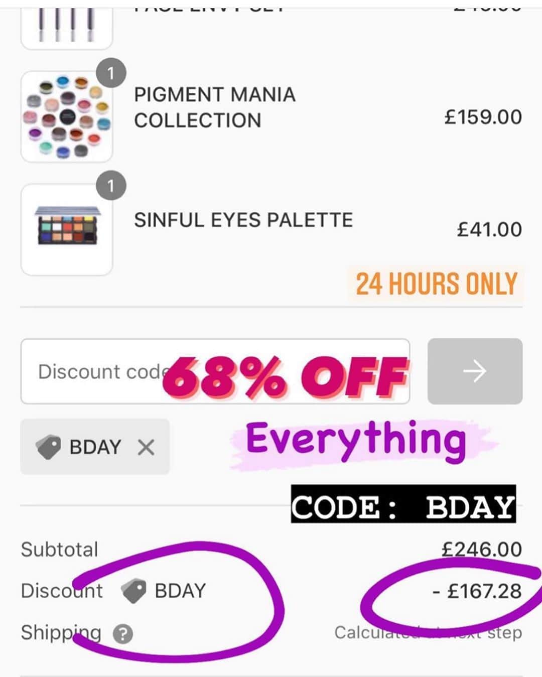 Makeup Addiction Cosmeticsさんのインスタグラム写真 - (Makeup Addiction CosmeticsInstagram)「Celebrating my birthday with a HUGE SALE 68% OFF Everything sitewide ending today only! 😱 why 68%? Well I turned 34 so I am doubling it for y’all!!! 🥳🥳 Use code: BDAY!  Hurry don’t miss one of our biggest sales!!! 🔥🔥 We ship internationally 🌏🌏🌏 #makeupaddictioncosmetics」10月1日 19時08分 - makeupaddictioncosmetics