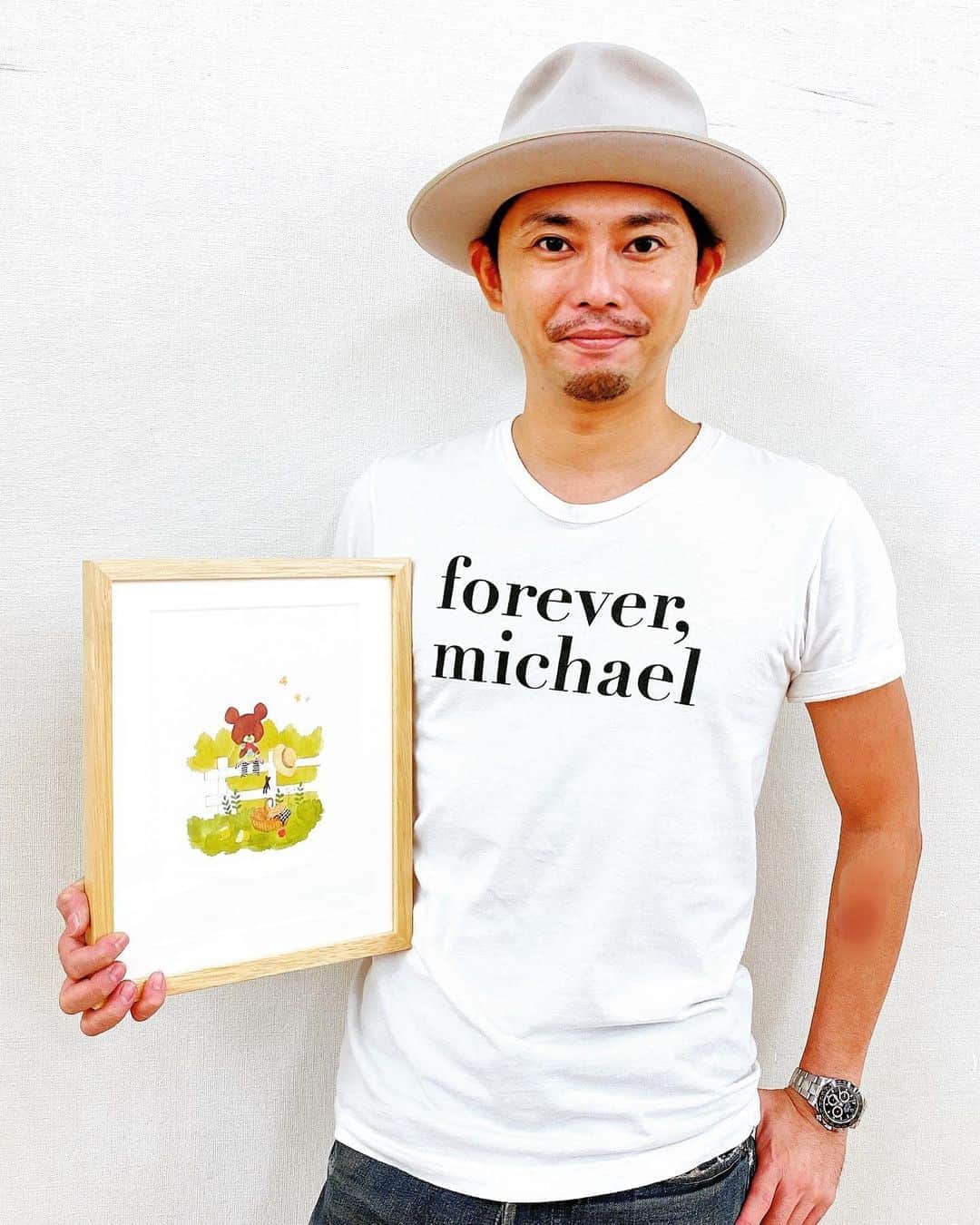 のインスタグラム：「ジャッキー  貴重な原画をいただきました  #あたたかいお気持ちに #感謝です #ありがとうございます #くまのがっこう #ジャッキー #マイケルTシャツ  #感謝今井」