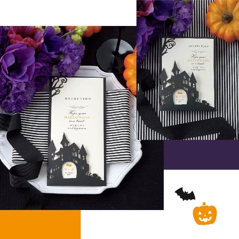PIARYさんのインスタグラム写真 - (PIARYInstagram)「.﻿ Halloween Wedding coordinate.*･ﾟ *.ﾟ･*.﻿ ﻿ トリック オア トリート！⭐️﻿ この時期ならではの﻿ ウェディングコーディネートをご紹介🙌﻿ ﻿ ﻿ 🎃ザ ハロウィン﻿ ﻿ ハッピーハロウィン！﻿ ちょっぴり怪しい洋館から飛び出すのは﻿ おふたりの幸せ！？﻿ 結婚式だけでなくパーティーにも使える﻿ 遊び心いっぱいのペーパーアイテム😆💓﻿ ﻿ ﻿ 🦇菓子工房さっちんの﻿ 　名入れアイシングクッキー﻿ 　（ハロウィン かぼちゃ＆こうもり）﻿ ﻿ ハロウィンモチーフには欠かせない﻿ かぼちゃとこうもりの﻿ アイシングクッキーセット💫﻿ ﻿ ﻿ 👻グラフィック ウェルカムボード﻿ 　（ザ ハロウィン）﻿ ﻿ ペーパーアイテムと﻿ 同デザインのウェルカムボード！﻿ 幸せに誘われてやってきたゲストさまに﻿ ユニークで楽しい時間をお届けします😉﻿ ﻿ ﻿ ハロウィンのファンタジーな雰囲気で﻿ ゲストさまをお迎えしましょう！👻🎃🥳﻿ ﻿ コーディネートアイテムは@piary_inst から﻿ PIARYホームページをチェック！👆﻿ ﻿ ﻿ ﻿ #PIARY #ピアリー #招待状 #席次表 #席札 #結婚式準備 #プレ花嫁﻿ #結婚式テーマ #会場コーディネート #ゼクシィ2020﻿ #2020秋婚 #トレンドウェディング #ハロウィン #ジャックオランタン #ハロウィンウェディング #トリックオアトリート #ハロウィン結婚式 #ハロウィンウエディング #ハロウィン飾り #ハロウィン好き﻿ #花嫁diy #会場装花 #結婚式装飾 #ウェルカムスペース #プレ花嫁2020﻿ #ちーむ1031 #ちーむ1024 #ちーむ1025 #プチギフト #節約花嫁」10月1日 20時35分 - piary_inst