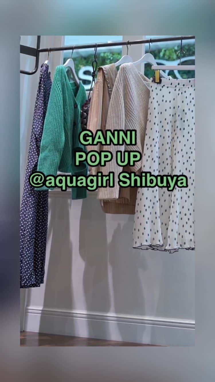 アクアガールのインスタグラム：「﻿ 【GANNI POP UP アクアガール渋谷】﻿ aquagirl渋谷マークシティ店にて、﻿ コペンハーゲンブランド"GANNI"のPOP UPイベントを開催致します。﻿ ﻿ 10/1 THU 〜 10/11 SUN﻿ 期間中にGANNIの商品をお買い上げのお客様に先着で、GANNIオリジナルの靴下をプレゼント🎁数量限定ですのでお早めに見にいらして下さいませ。﻿ ﻿ ﻿ #aquagirl #aquagirl_snap #aquagirl_wear #アクアガール #20aw #20fw #fashion #japanfashion #tokyofashion #ganni #gannigirls #ガニー #ganniberlin #gannicopenhagen  @ganni @ganni.guide @ganninorge @ganni」