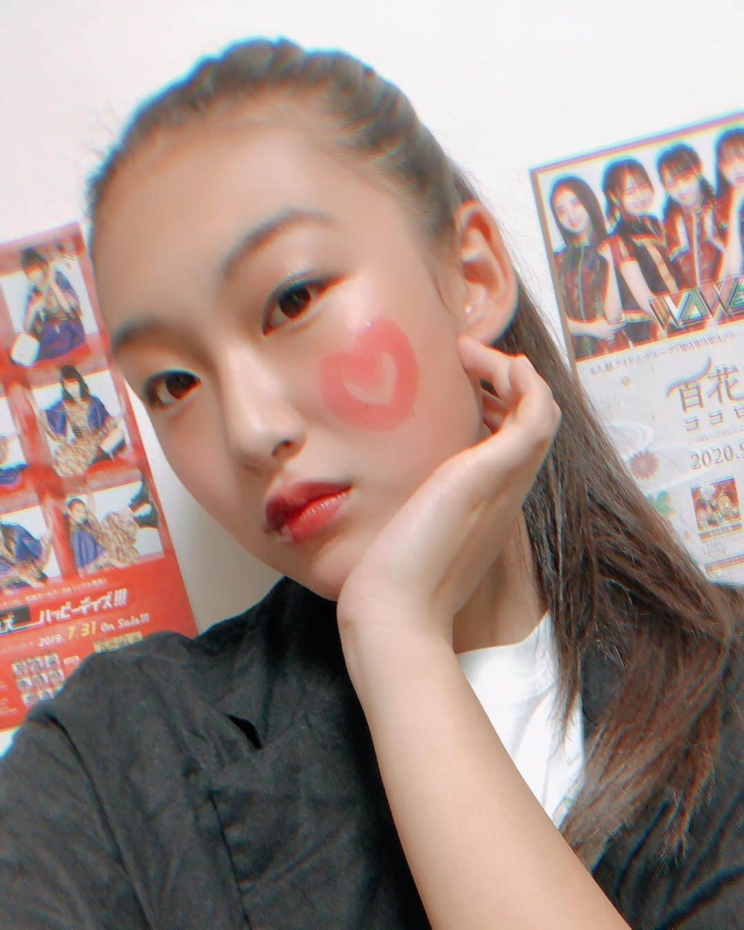 まつり（民謡ガールズ）のインスタグラム：「昨日のハートメイク♥️ #wawawa #wawawaまつり #ハートメイク」