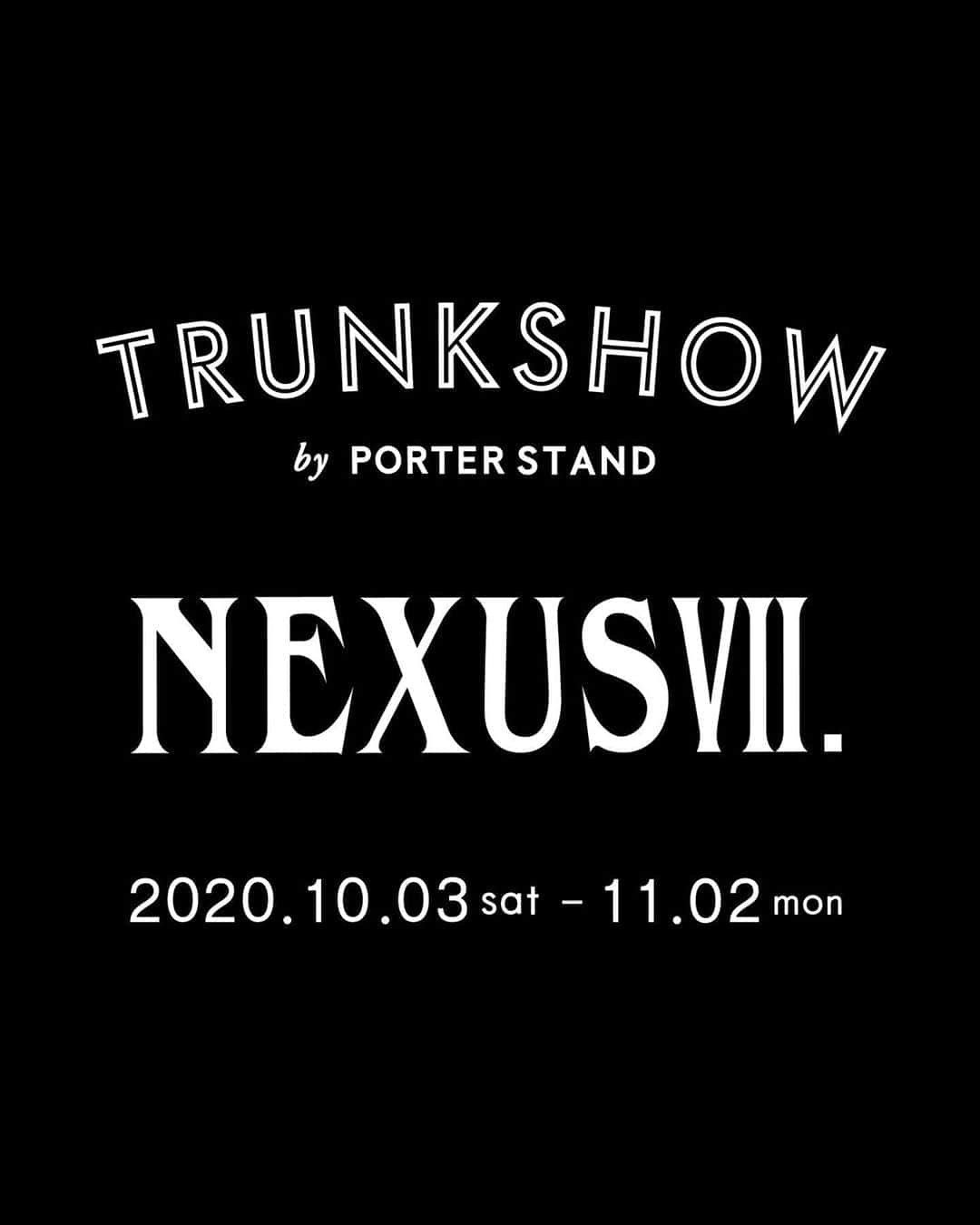 PORTER STANDさんのインスタグラム写真 - (PORTER STANDInstagram)「. PORTER STAND全店(品川駅店・東京駅店・京都店)で、2001年にデザイナー今野智弘氏によって N.Yからスタートしたブランド「NEXUSⅦ.（ネクサスセブン）」をフィーチャーしたトランクショーを開催いたします。﻿ ﻿ 『MULTIPLE MANIAXX & TECHNIXX』をブランドコンセプトに、文化的背景から生まれた実用的価値と芸術的価値を纏った衣服やプロダクト生み出しています。服作りの中で徹底した生地へのこだわり、縫製や機能における新技術を付随させたアイテムは国内外から髙い支持を集めています。﻿ ﻿ 開催期間：2020年10月3日（土）～11月2日（月）﻿ ﻿ 期間中は、イベント開催を記念して製作した「NEXUSⅦ.×PORTER」オリジナルアイテムを数量限定で発売します。また、NEXUSⅦ.が世界で初めて染色を可能にしたバラ・リンドウ・ヤクスギから抽出した天然色素を用いた人気のナイロン染めシリーズも下記のスケジュールから展開いたします。﻿ ﻿ ・2020年10月3日（土） ：バラ染めシリーズ﻿ ・2020年10月10日（土） ：リンドウ染めシリーズ﻿ ・2020年10月17日（土） ：ヤクスギ染めシリーズ﻿ ・2020年10月24日（土） ：POP UP限定バッグシリーズ﻿ ※  オフィシャルオンラインストアでは、バラ染めシリーズを2020年10月3日（土）AM10:00に発売します。﻿ ﻿ さらに、「NEXUSⅦ.×PORTER」のアイテムを税抜2万円以上ご購入いただいたお客様に限り、先着数量限定でバラ・リンドウ・ヤクスギ染めのオリジナル巾着をプレゼントします。﻿ ※  オリジナル巾着のカラーは上記の展開スケジュールに合わせて配布します。﻿ ※  オリジナル巾着は在庫がなくなり次第、終了となります。﻿ ﻿ NEXUSⅦ.ならではのこだわりが詰まったアイテムをこの機会に是非ご覧ください。﻿ ﻿ #yoshidakaban #porter #luggagelabel #madeinjapan #japan #porterstand #shinagawa #tokyo #kyoto #nexusvii #nexus7 #collaboration #helmetbag #bonsac #junglefatiguepocketbag  #吉田カバン #ポーター #ポータスタンド #品川 #東京 #京都 #ネクサスセブン #コラボレーション #バラ #リンドウ #ヤクスギ #ヘルメットバッグ #ボンサック #ジャングルファティーグバッグ」10月1日 21時38分 - porter_stand