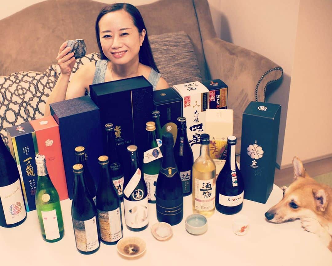 のインスタグラム：「‪日本酒の日に日本酒で乾杯しようと思ったら我が家のコーギーが…😆‬  ‪#日本酒で乾杯 ‬ ‪#sake #日本酒　#日本酒の日 #日本酒好きな人と繋がりたい  ‬#corgi #コーギー」