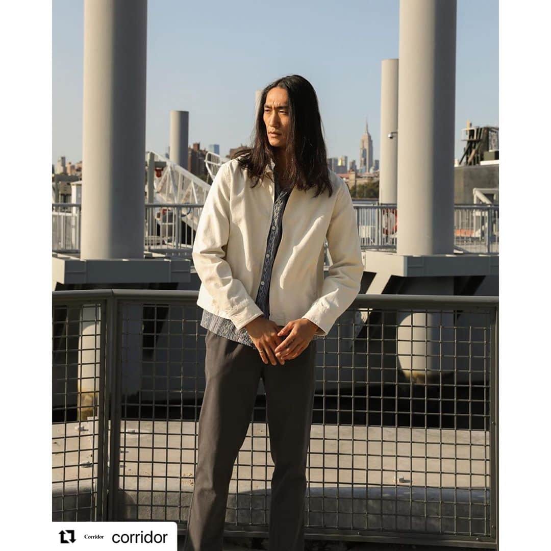 のインスタグラム：「#Repost @corridor with @make_repost ・・・ Fall is officially here and so are our favorite layering pieces. Shotaro in our Natural Canvas Zip Front jacket. . #musemen #musemodels #imagemodels #asianmodel #oriental #corridor」