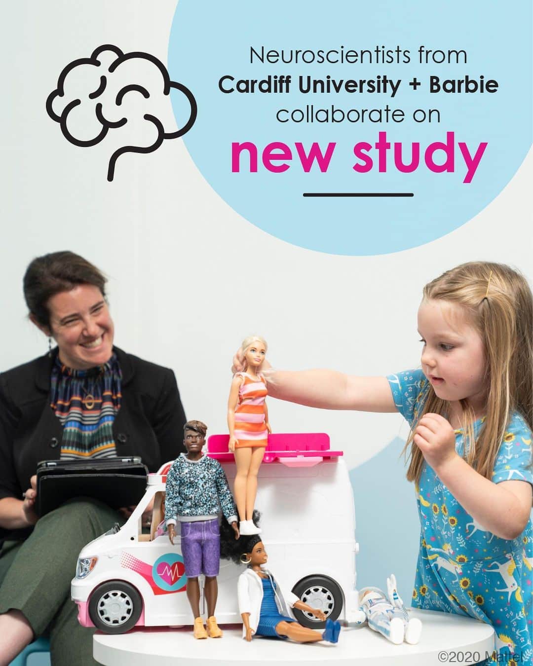 Mattelさんのインスタグラム写真 - (MattelInstagram)「@Barbie and neuroscientists from Cardiff University, led by Dr. Sarah Gerson, have collaborated on a new study which for the first time uses neuroimaging as evidence to explore the effects of doll play.   The study found that playing with dolls activates brain regions that allow children to develop social skills like empathy – even when playing by themselves.   Learn more about the importance of developing empathy at: barbie.com/BenefitsOfDollPlay」10月2日 2時00分 - mattel