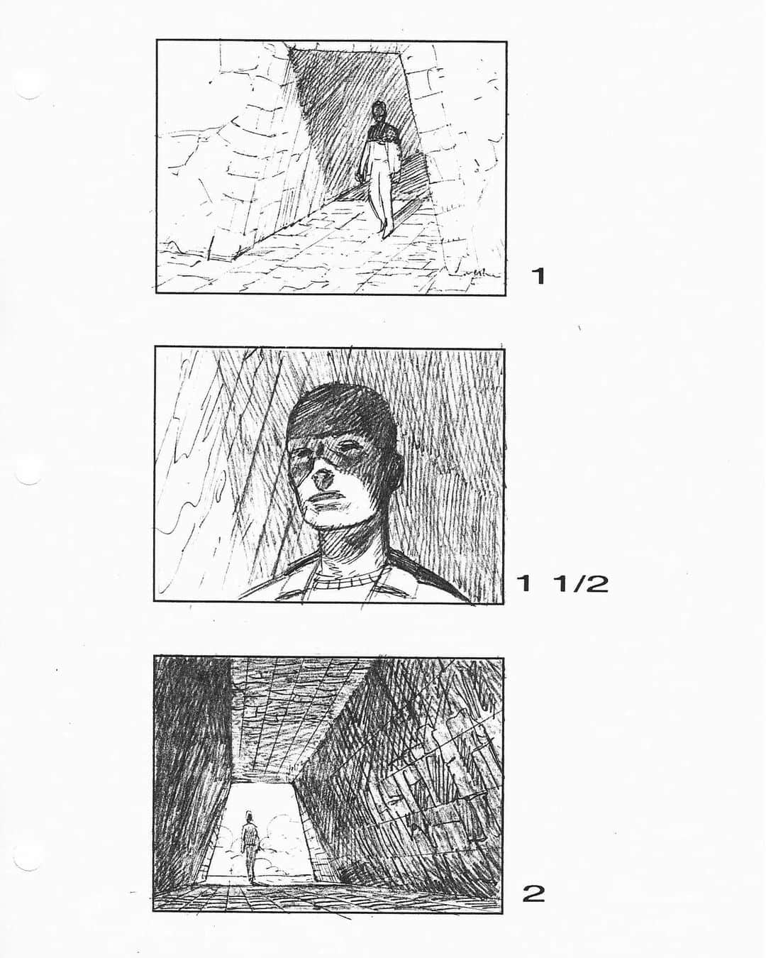 リンキン・パークのインスタグラム：「In honor of the In The End [Demo] release, these are some story boards from the In The End MV. In order to articulate the vision with our crew, storyboards were necessary to help visualize what was to be created and what action was to take place in front of a green screen. From pre-production, production design, all the way to post production. We had to make sure that everyone involved knew exactly what we were making. The story boards served as a visual road map.   “This video was a wonderful opportunity for me to begin my career as a film director. My goal with this was to create a fantasy based parallel world that matched the emotion of the song. This video reflects my early influence in fantasy, animation, graphic novels and special effects.” - Joe Hahn / @mrjoehahn   http://lprk.co/ht20 #HybridTheory20」
