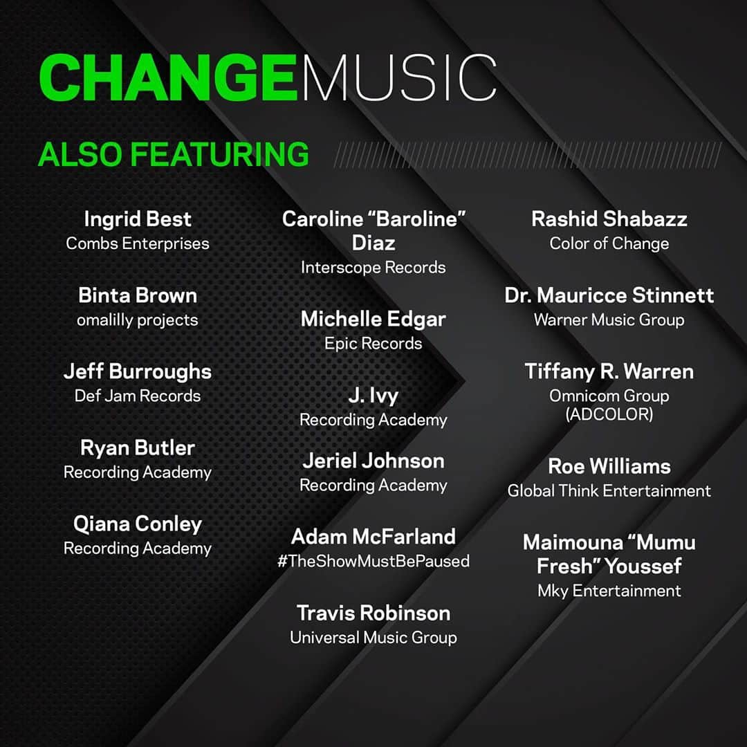 The GRAMMYsさんのインスタグラム写真 - (The GRAMMYsInstagram)「Today, don't miss #ChangeMusic, a virtual, industrywide Diversity, Equity and Inclusion summit.   🎶 This timely conversation features key industry leaders about best practices and strategic ways to drive long-term, systemic change within the #music community. We will discuss progress made toward closing critical diversity, equity and inclusion gaps at the Academy and within the industry, and its response to #theshowmustbepaused demands—emphasizing the organization's commitment to accelerating progress for Black music.  🗣 The panel topics—shifting culture, amplifying voices, the state of #inclusion at the Academy, D&I Officers in music, leadership in action, building together, harnessing power, driving change, and more.  📲 Click the link in our bio to watch it on #FacebookLive.」10月2日 2時36分 - recordingacademy
