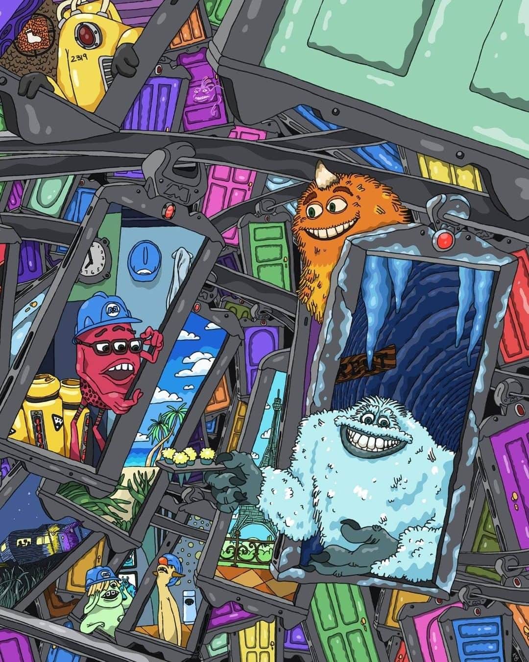 Disney Pixarさんのインスタグラム写真 - (Disney PixarInstagram)「Randall’s on the run! Find him in the Monsters, Inc. door vault before he gets away! 🔎」10月31日 1時30分 - pixar