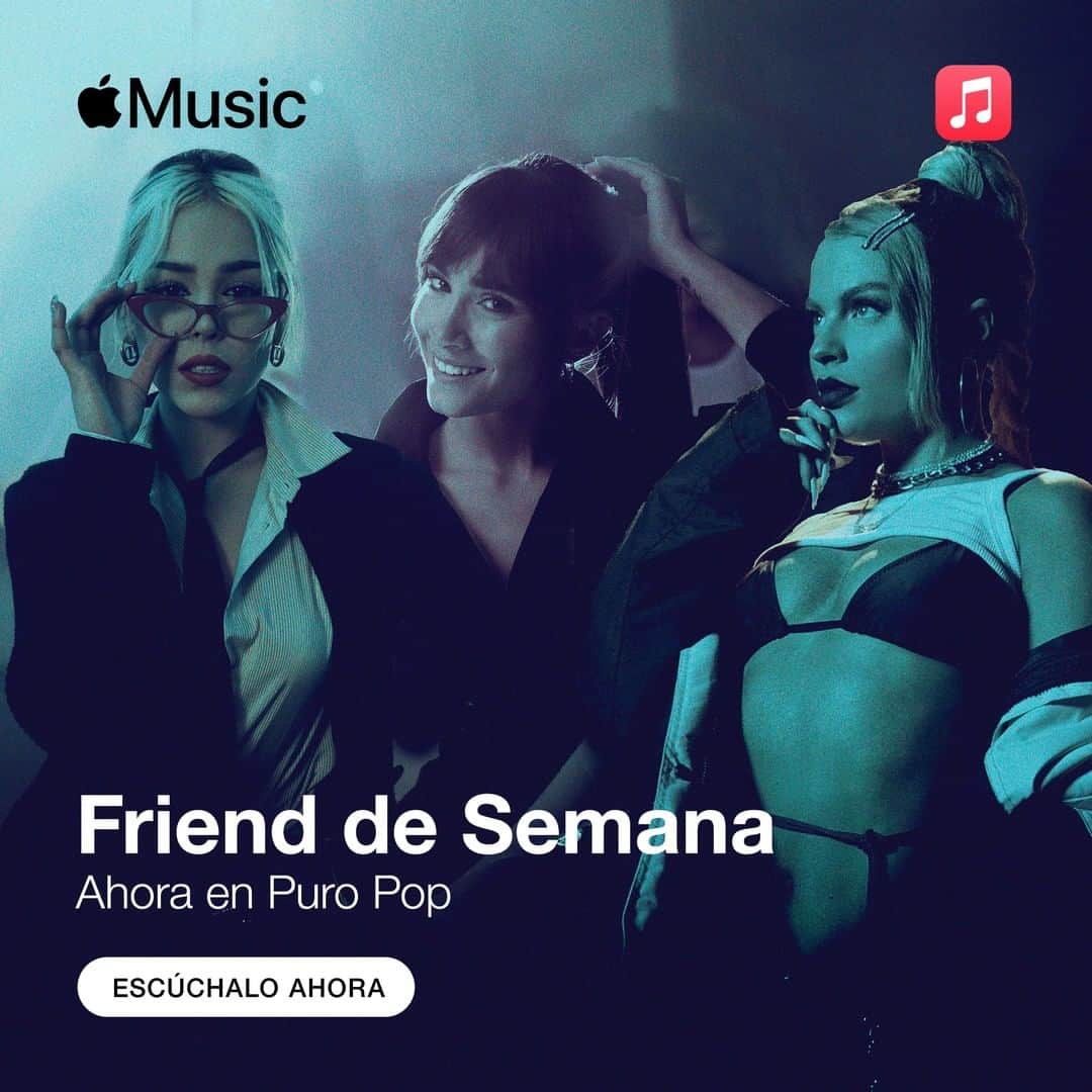 Danna Paolaのインスタグラム：「En @applemusic 🎵 ya puedes cantar #FRienDdESemAnA 💙💖💛 en #PuroPop con la función de #Lyrics 🎤」
