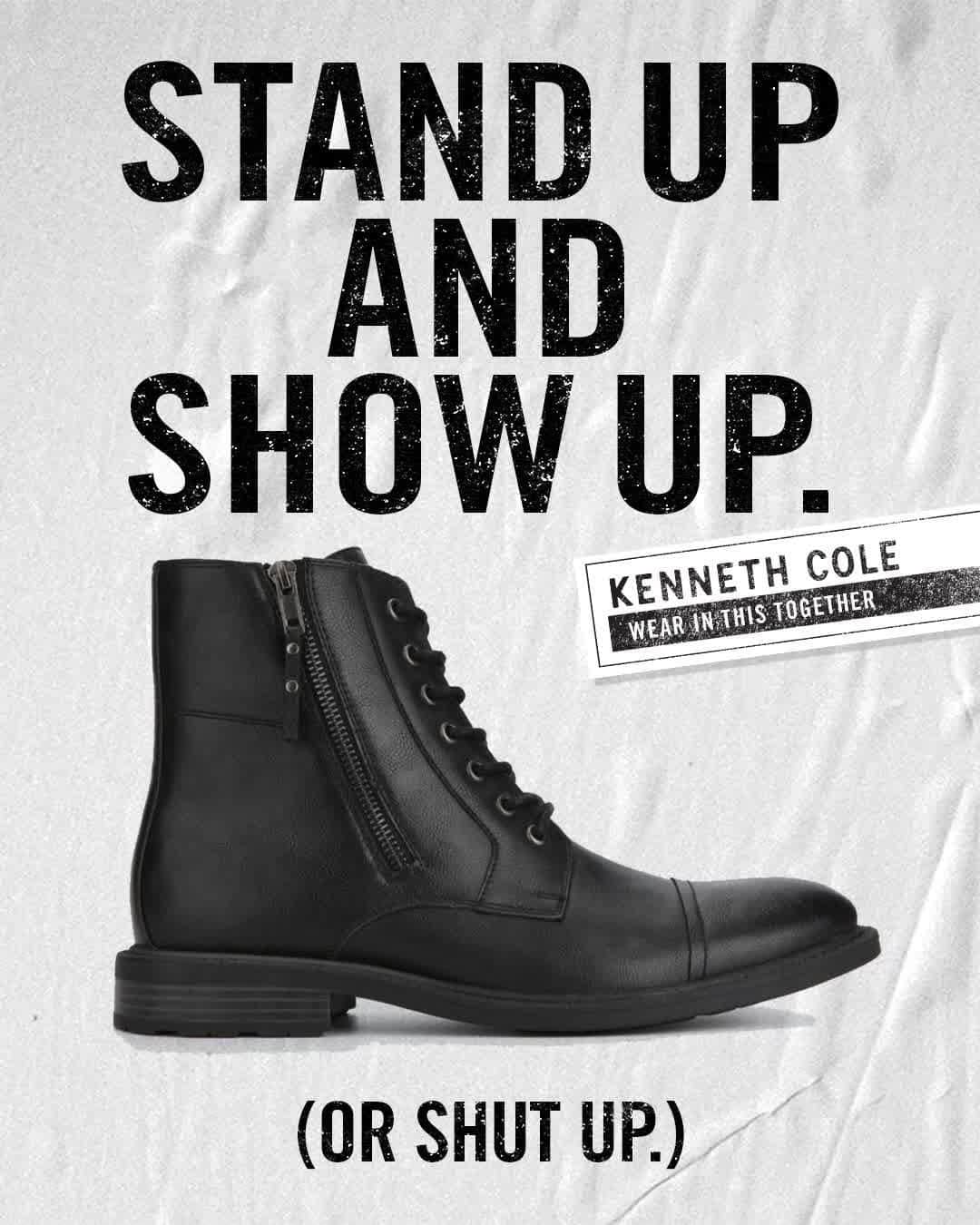 ケネスコールのインスタグラム：「Exercise your right (and your left) by walking to the polls and voting. We’re sure our latest styles can help you reboot America. #VoteToExist #YourVoteCounts #FallStyle  When you shop at KennethCole.com, we’ll donate to The New York Public Library in support of The Harry Belafonte Black Liberation Speaker Series. Info link in bio.」