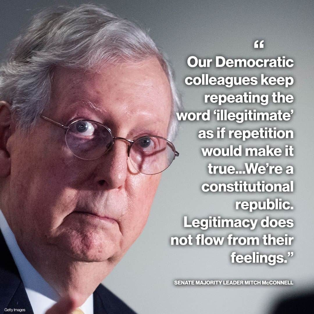 ABC Newsさんのインスタグラム写真 - (ABC NewsInstagram)「Senate Majority Leader Mitch McConnell gives remarks ahead of expected vote to confirm Judge Amy Coney Barrett to the Supreme Court just days before Election Day.  "Our Democratic colleagues keep repeating the word 'illegitimate' as if repetition would make it true...We're a constitutional republic. Legitimacy does not flow from their feelings." #mitchmcconnell #congress #supremecourt #donaldrup #amyconeybarrett」10月27日 8時53分 - abcnews