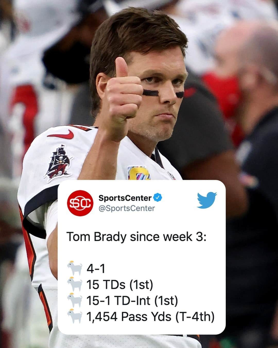 espnさんのインスタグラム写真 - (espnInstagram)「Has Tom Brady put himself in the MVP conversation? 🤔 @sportscenter」10月27日 8時56分 - espn