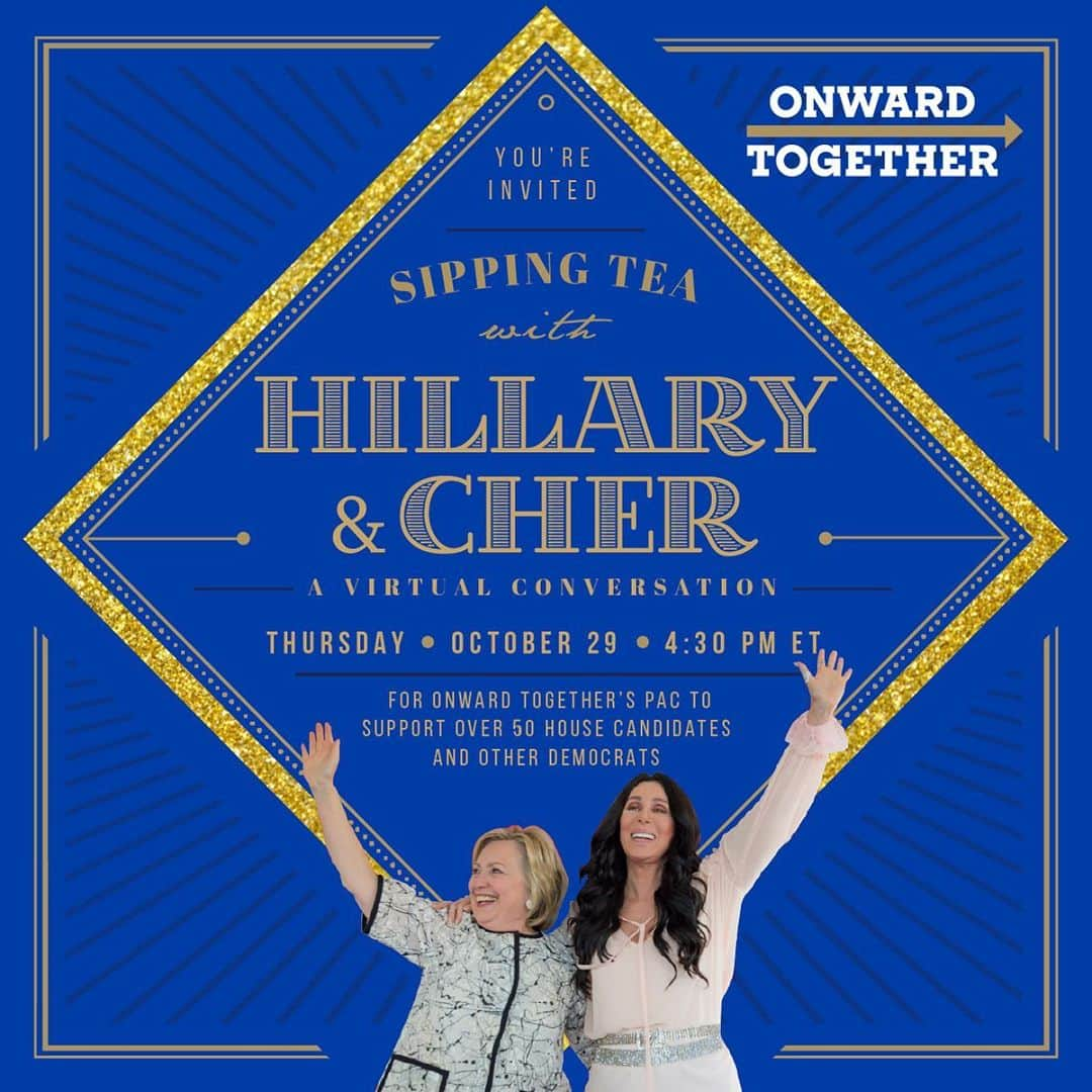 ヒラリー・クリントンさんのインスタグラム写真 - (ヒラリー・クリントンInstagram)「I'm thrilled to announce a new event for Onward Together members this Thursday, October 29 with the one and only @Cher. (!!)  To join us, become a member today at the link in my bio. You'll be supporting the work of progressive groups and leaders fighting for our shared values and defending our democracy. ✨」10月27日 2時28分 - hillaryclinton