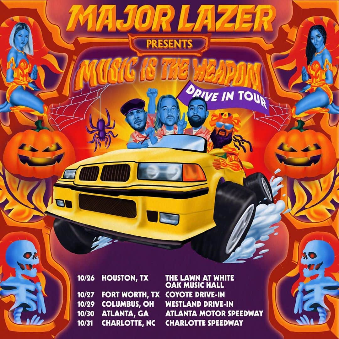 メジャー・レーザーのインスタグラム：「IT’S HALLOWEEK AND WE CELEBRATING BIG. DRESS UP & DRIVE OUT - GET TIX NOW BEFORE THEY SELL OUT 🎃🚗」
