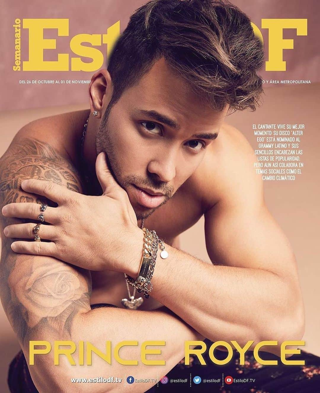 プリンス・ロイスさんのインスタグラム写真 - (プリンス・ロイスInstagram)「🙏🏽🇲🇽 Repost • @estilodf ¡Hoy es Lunes de #EstiloDF! 🙌🏻 En portada tenemos a @princeroyce 🎤. El cantante vive su mejor momento, su disco ‘Alter Ego’ está nominado al Grammy Latino y sus sencillos encabezan las listas de popularidad 📀. Además, está colaborando en temas sociales como el cambio climático 🌎♻️」10月27日 2時47分 - princeroyce