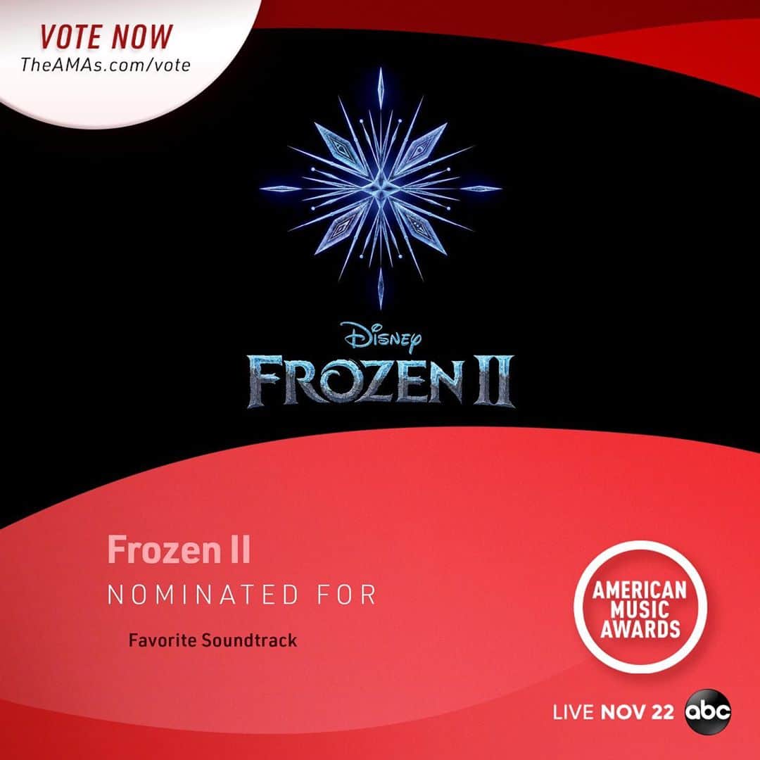 ウォルト・ディズニー・アニメーション・スタジオズさんのインスタグラム写真 - (ウォルト・ディズニー・アニメーション・スタジオズInstagram)「We're thrilled to share that the soundtrack to #Frozen2 has been nominated for Favorite Soundtrack at the 2020 @AMAs! You can find out how to vote by swiping up on our Story!    Don't forget to tune-in to the #AMAs on Nov. 22 at 8|7c on @abcnetwork!」10月27日 3時05分 - disneyanimation