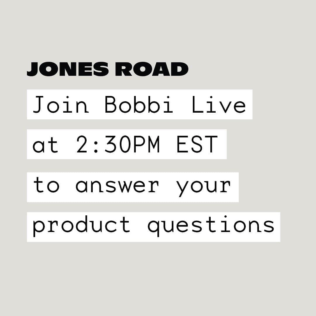 ボビー・ブラウンのインスタグラム：「Live at 2:30PM EST today to answer all your @jonesroadbeauty questions. Ask below, send to a friend, and I’ll see you soon.」