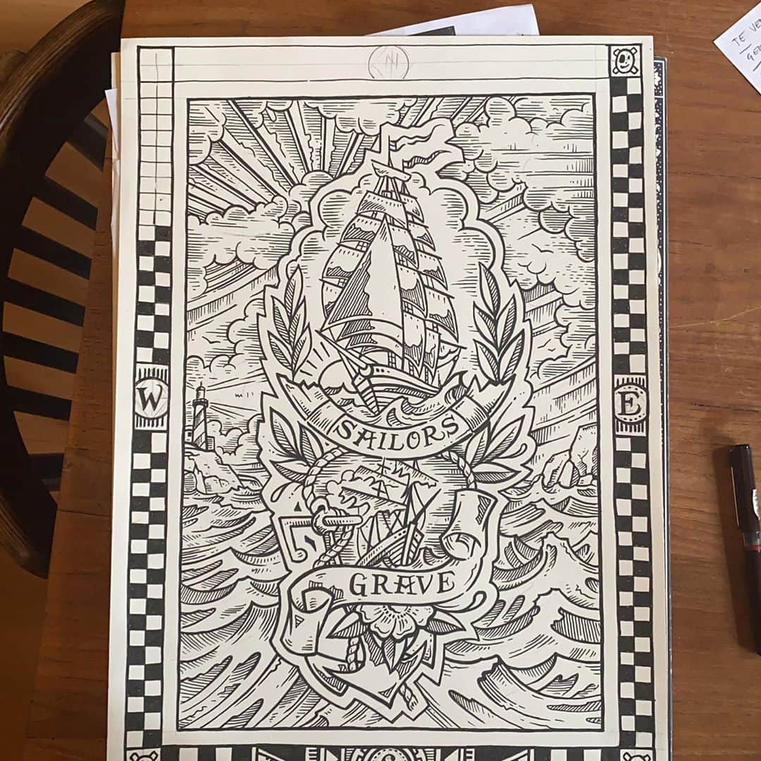 アムステルダム・タトゥー・ミュージアムのインスタグラム：「On its way#bizzy old fart#sailorsgrave#tattoopeter」