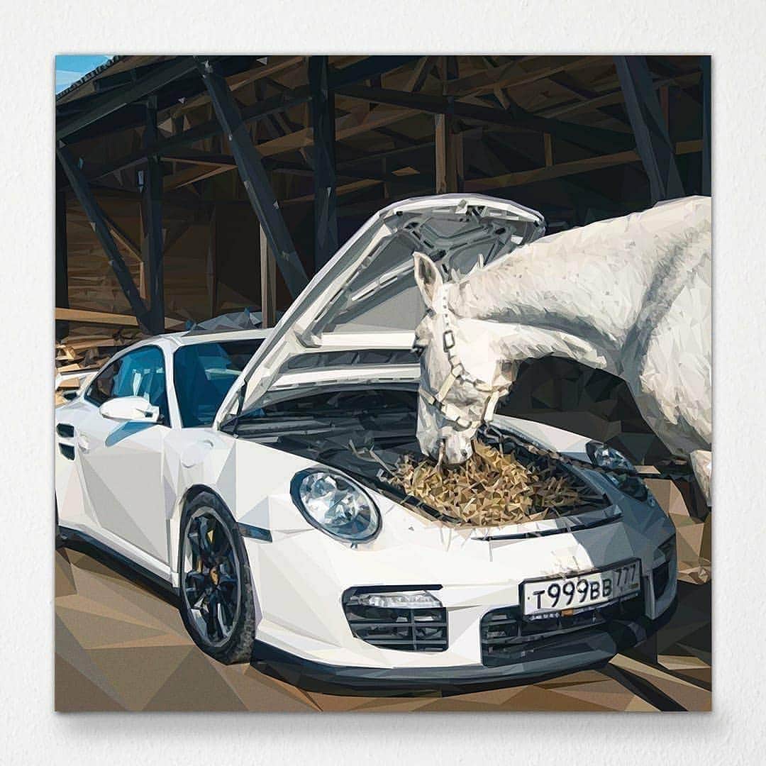 Kik:SoLeimanRTさんのインスタグラム写真 - (Kik:SoLeimanRTInstagram)「We’re fan of this exclusive artwork by @Budhago 💸 Check this artist out for more!   #CarArt #Budhago #Horsepower」10月27日 5時22分 - carinstagram