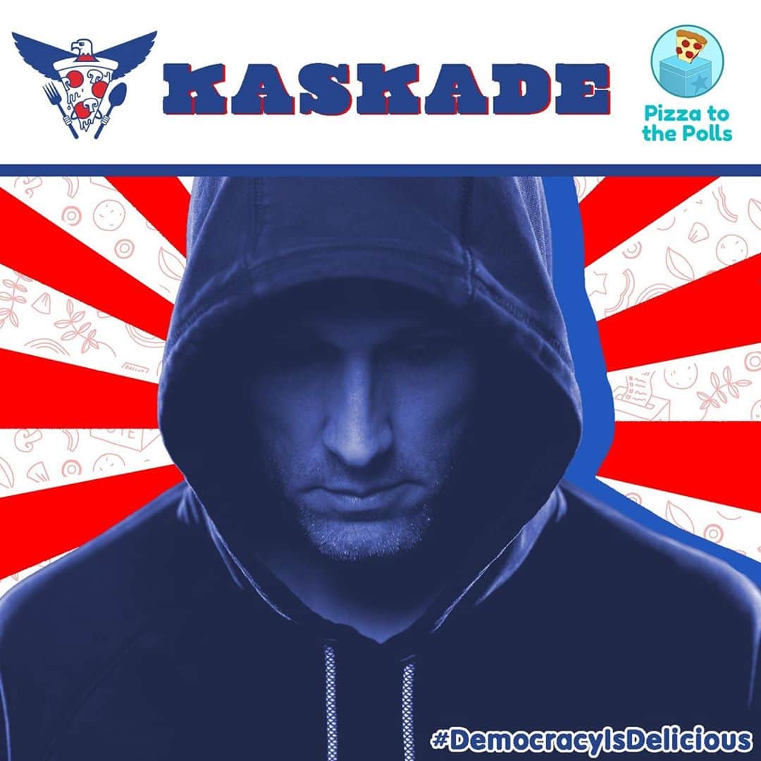 カスケイドのインスタグラム：「I made a playlist for @PizzaToThePolls and @UberEats to play from their food trucks at polling places all across America this election season! Give it a listen while you head to the polls! ⁠ https://spoti.fi/2HAKtXi ((LINK IN BIO))⁠ #DemocracyIsDelicious⁠ ⁠」