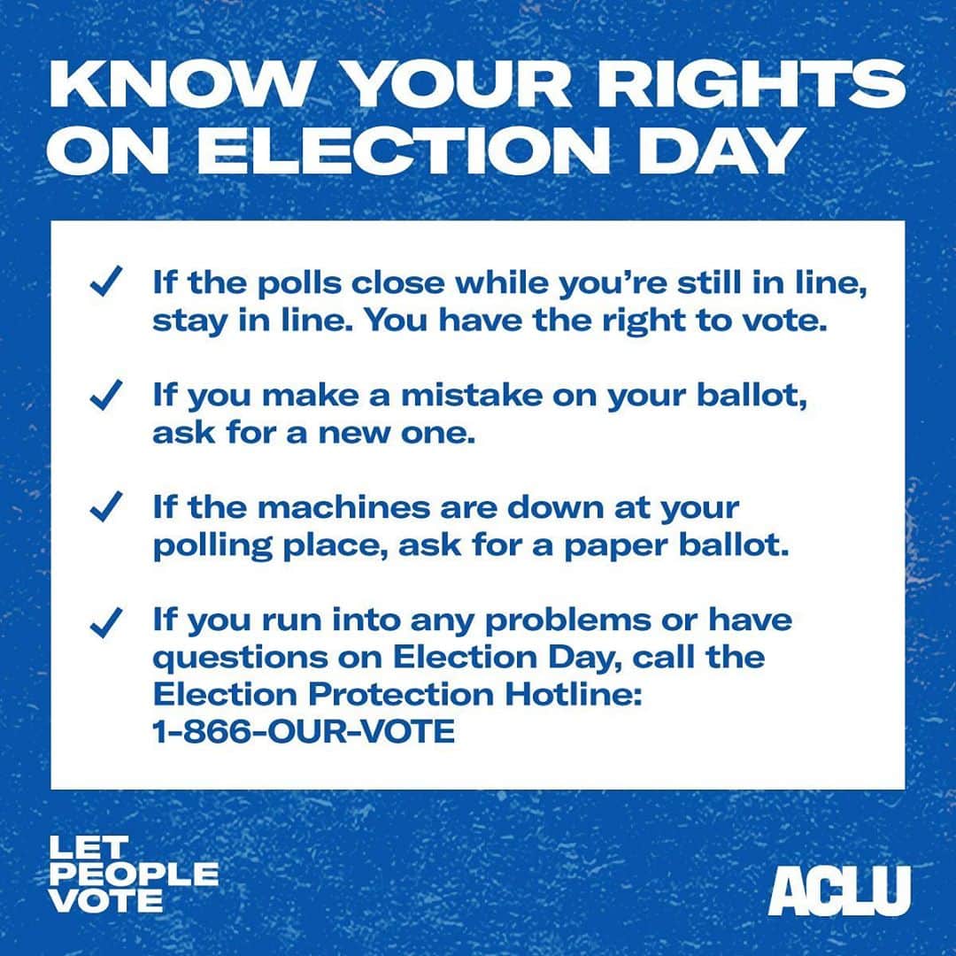 ブリジット・リーガンさんのインスタグラム写真 - (ブリジット・リーガンInstagram)「Know your rights! 🗳🗳🗳🇺🇸🇺🇸🇺🇸 @aclu_nationwide」10月27日 7時45分 - bridgetregan