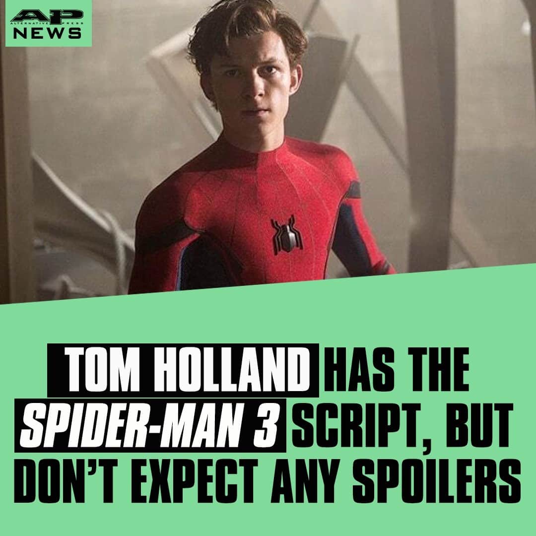 Alternative Pressさんのインスタグラム写真 - (Alternative PressInstagram)「For some reason @Marvel is trusting @TomHolland2013 with the ‘Spider-Man 3’ (@SpiderManMovie) script, but you shouldn’t expect any spoilers ⁠ LINK IN BIO⁠ .⁠ .⁠ .⁠ #tomholland #spiderman #spiderman3 #marvel #spidermanmovie #marvelcinematicuniverse #mcu #altpress #alternativepress」10月28日 4時02分 - altpress