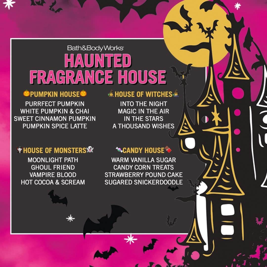 Bath & Body Worksさんのインスタグラム写真 - (Bath & Body WorksInstagram)「Pick 1️⃣ ... if you dare! 👻 Fragrance House is now haunted ... & we want to know which you'd choose in the comments! 🕸 🏚 🎃」10月27日 23時00分 - bathandbodyworks