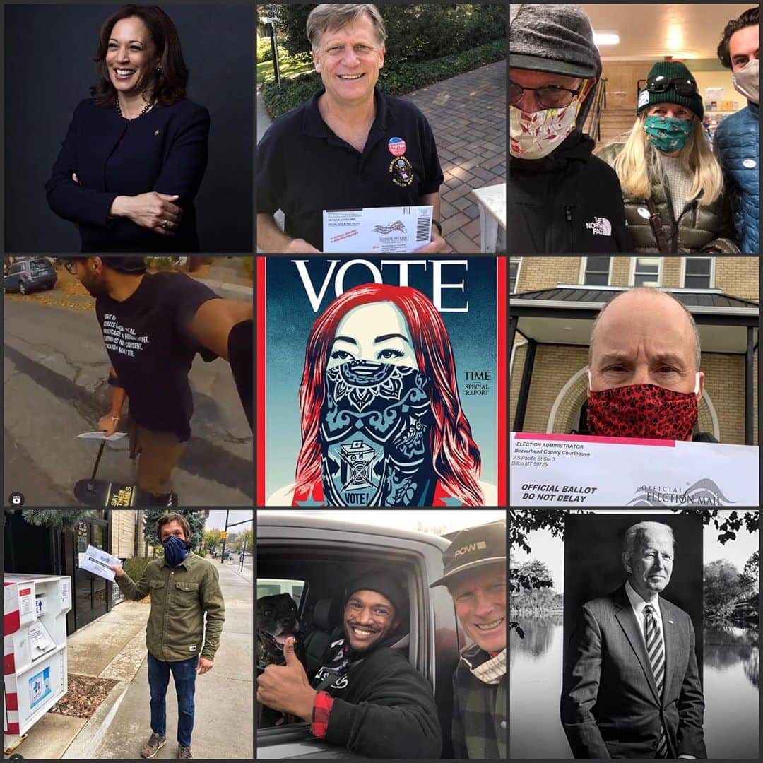 コンラッド・アンカーさんのインスタグラム写真 - (コンラッド・アンカーInstagram)「One week out. With many of my friends and people I look up to casting their votes I’m warmed by the participation we have in our democracy.   The collage of screen grabs and one of my family is a reminder that if we don’t participate we don’t have a say. Your vote is a right, responsibility and privilege.   Let’s aim for the greatest turn out in the history of our nation.   If you see you self here add a comment and see how your circle of friends have participated.  We are all in this together.  #vote #democracy #humanrights #climatechange #makeadamnplantovote #equalrepresentation #fairtaxation #globalcitizen #change」10月27日 23時44分 - conrad_anker