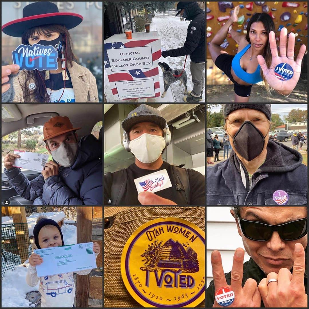 コンラッド・アンカーさんのインスタグラム写真 - (コンラッド・アンカーInstagram)「One week out. With many of my friends and people I look up to casting their votes I’m warmed by the participation we have in our democracy.   The collage of screen grabs and one of my family is a reminder that if we don’t participate we don’t have a say. Your vote is a right, responsibility and privilege.   Let’s aim for the greatest turn out in the history of our nation.   If you see you self here add a comment and see how your circle of friends have participated.  We are all in this together.  #vote #democracy #humanrights #climatechange #makeadamnplantovote #equalrepresentation #fairtaxation #globalcitizen #change」10月27日 23時44分 - conrad_anker