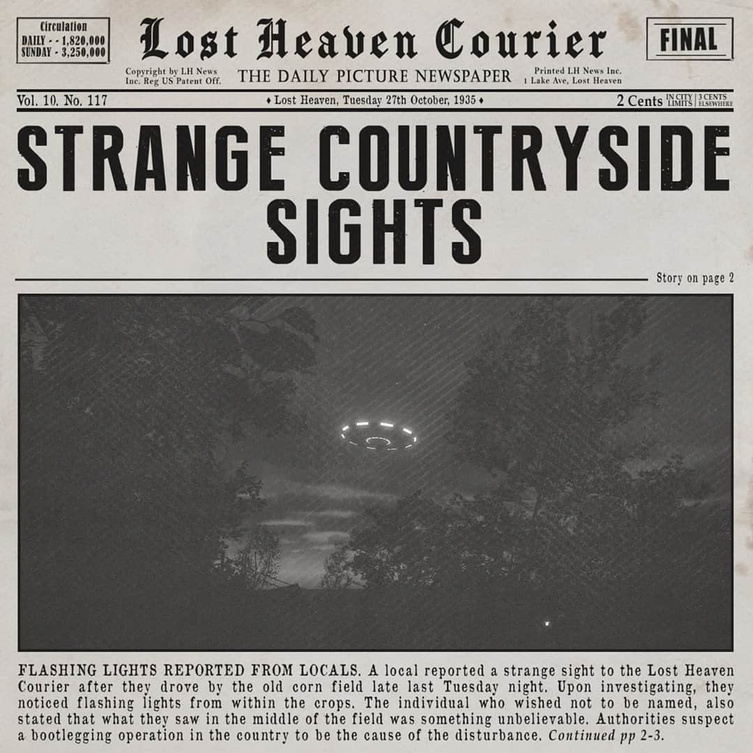 2Kさんのインスタグラム写真 - (2KInstagram)「There has been recent disturbances just outside city limits. Locals have reported disturbing lights. Could this be related to last week's missing dairy cows? Don't miss a beat with the latest issue of The Lost Heaven Courier!」10月28日 0時00分 - 2k