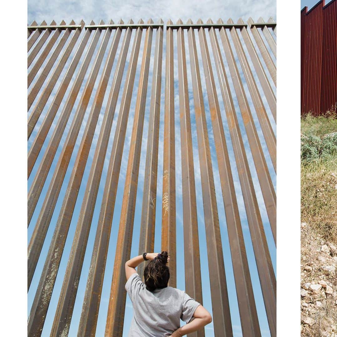 Grace Bonneyさんのインスタグラム写真 - (Grace BonneyInstagram)「These are photographs of the different forms that the fence takes along the 2,000 miles of the US/Mexico border from Tijuana/San Diego, CA to Matamoros/Brownsville,TX.  Pictured above, the @ambosproject team experiences the fence at the many ports of entry throughout the 3 years of our work.  Did you know that the border through the state Texas and Mexico is delineated by the Rio Grande and is sometimes connected by a series of bridges?   All photos by @ginaclyne  #ambosproject #ambosontheroad #sinfronteras #borderartists #designsponge #2020election #lafrontera」10月28日 0時37分 - designsponge
