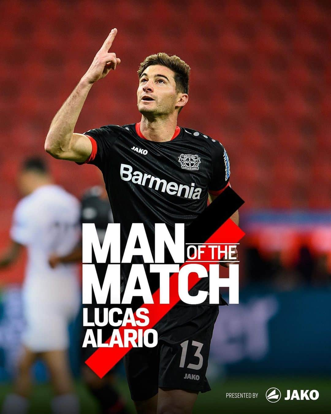 バイエル・レバークーゼンさんのインスタグラム写真 - (バイエル・レバークーゼンInstagram)「🏅 @lucasalario #manofthematch #motm #B04FCA Well deserved, Lucas! 🙋‍♂️」10月28日 0時54分 - bayer04fussball