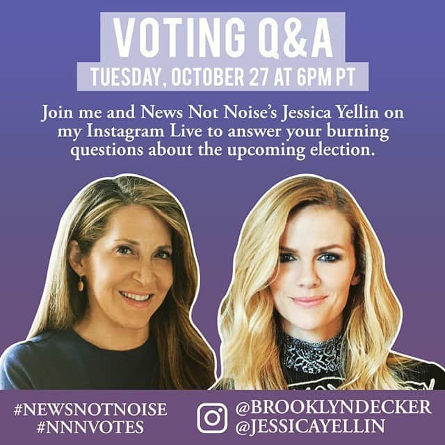 のインスタグラム：「I’ve been a huge fan of @jessicayellin for a while now bc she cuts straight through the BS when she delivers news. There’s a lot of confusion around ballots this year, both mail-in and person. Join us on instalive tonight to discuss all things voting. I promise I’ll hold back from sharing my political opinion (not that you can’t find it here,) this is a conversation for clarity around voting rules! Join in, bring your questions.」