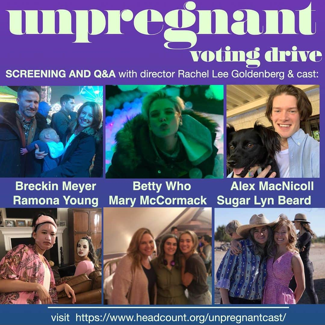 ブレッキン・メイヤーのインスタグラム：「HERE’S A THING! The right to vote is one of the most fundamental and important rights we all have. Don’t throw yours away. Election Day is just about a week away, so make sure you’re #GoodToVote. If 200 of you head over to headcount.com/unpregnant to either vote early, check your registration, or find your polling place, we’ll host a live “Unpregnant and breaking into Hollywood” Q&A with the team behind UNPREGNANT—plus, a free screening of the movie if you haven't’ seen it already. :) Link is in bio.」