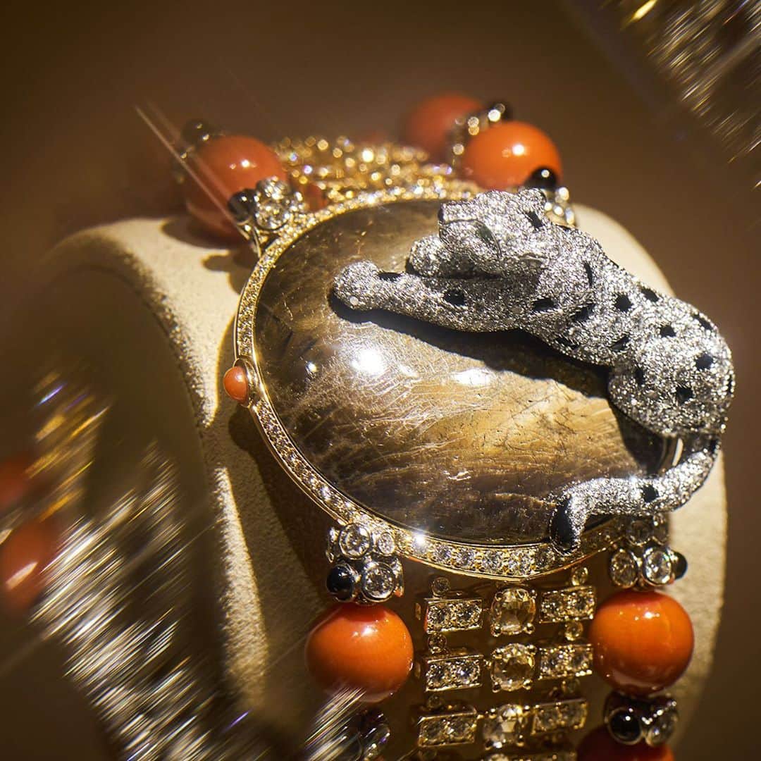 カルティエさんのインスタグラム写真 - (カルティエInstagram)「This Carter High Jewelry bracelet is feline elegance, incarnate. Follow the panthère as she leaps onto a 101.18-carat brown sapphire. Dive into the heart of the [SUR]NATUREL High Jewelry Collection, displayed at the Shanghai Modern Art Museum. #CartierHighJewelry #CartierSurnaturel」10月28日 1時59分 - cartier