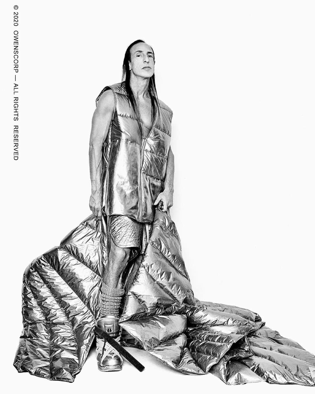 のインスタグラム：「‘INSULATION, PROTECTION AND MOMENTUM ARE MY IMPRESSION OF WHAT MONCLER STANDS FOR.’ Rick Owens.   Rick Owens in extreme volumes reinterpreted in Moncler’s nylons.   #MONCLERRICKOWENS is available now at stores and on moncler.com.  @RickOwensOnline」