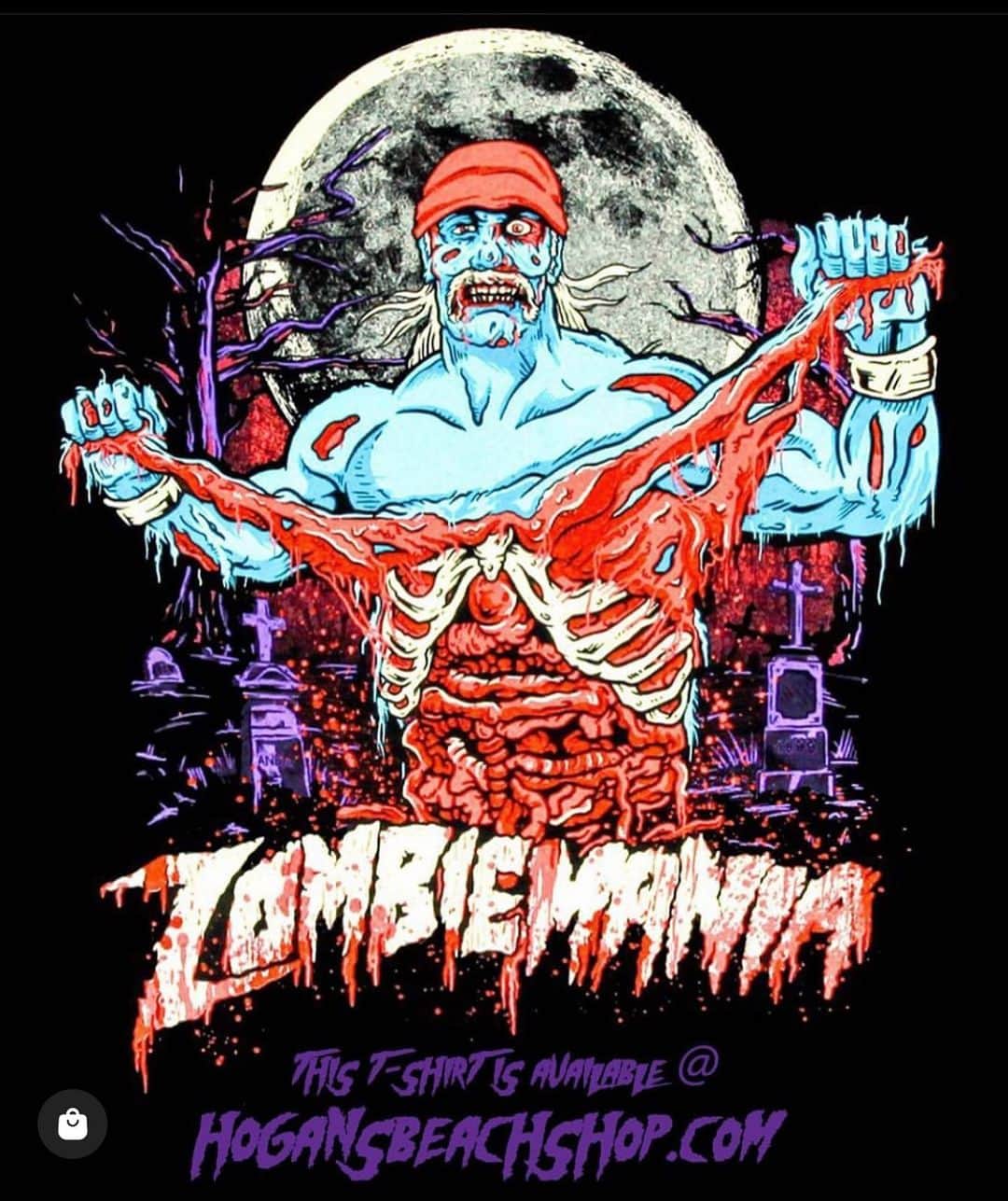 ハルク・ホーガンのインスタグラム：「🎃Last chance 🎃Have you Checked out our Zombiemania apparel...? Want this in a T-Shirt or Maybe a Long sleeve...? We have it all available online @ Hogansbeachshop.com (LINK IS IN OUR BIO).Be prepared for Halloweeeeeen 🎃👊 •@hulkhogan• •@hulkhogan• •@hogansbeachshop• •@hogansbeachshop•  #hogansbeachshop #halloween #clearwaterbeach #stayhealthy #staysafe #staystrong」