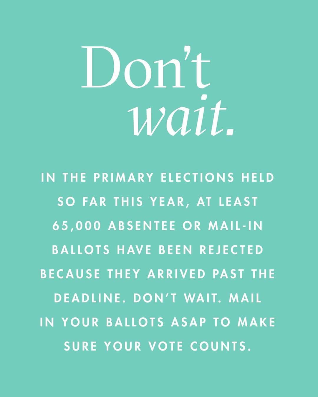 ジーエルシーオーさんのインスタグラム写真 - (ジーエルシーオーInstagram)「In the primary elections held so far this year, at least 65,000 absentee or mail-in ballots have been rejected because they arrived past the deadline. Don’t wait. Mail in your ballots ASAP to make sure your vote counts.」10月28日 2時59分 - garrettleight