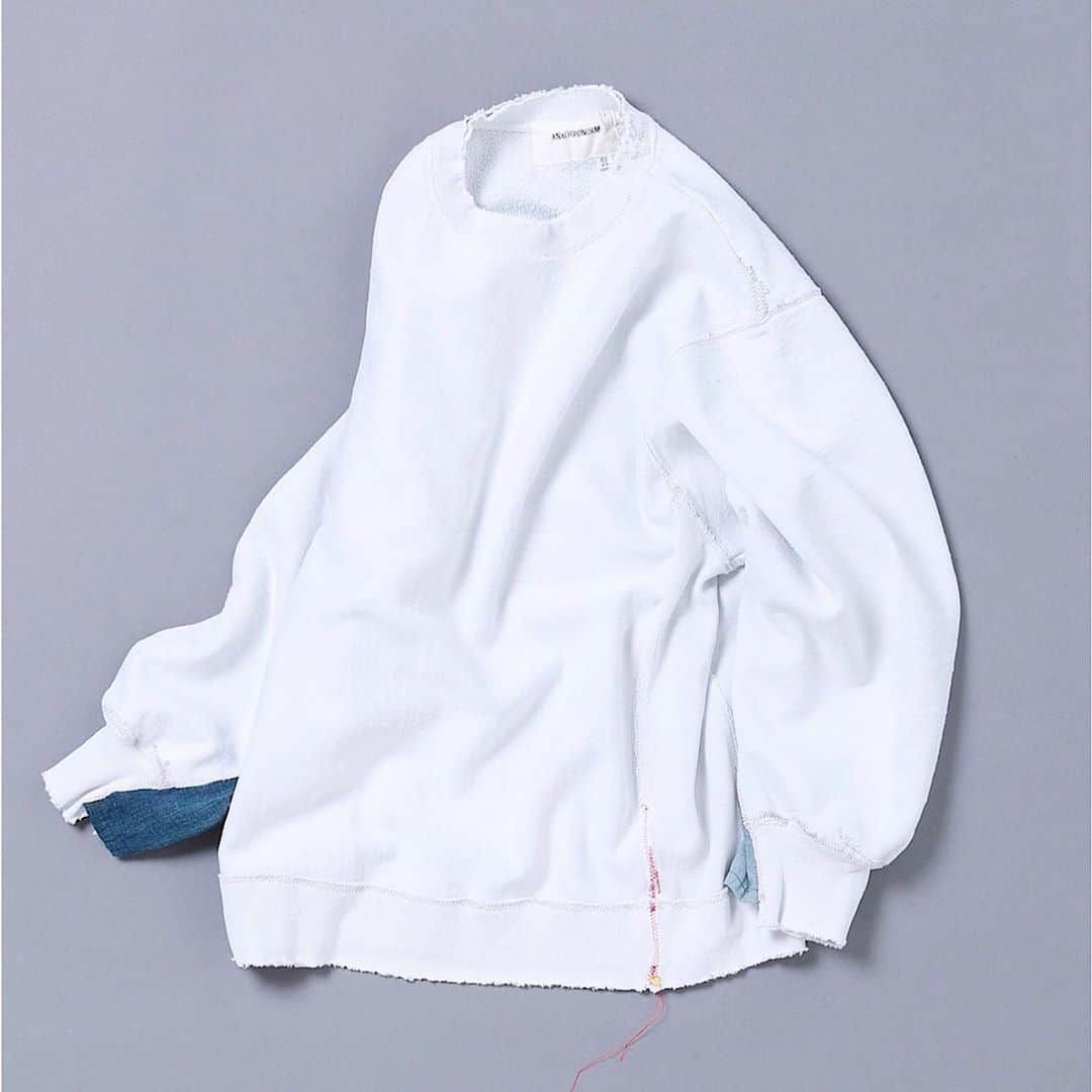のインスタグラム：「. . . . 【Released in October】 . . . AN088 CRASHED SWEATSHIRT WHITE . . . @anachronorm262 . . . #anachronorm #contextgallery #nakameguro #balanceokayama #okayama」