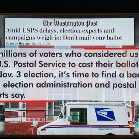 メアリー・マクドネルのインスタグラム：「Repost from @jonathandelarco • It’s TOO LATE TO VOTE BY MAIL!!! If you have not cast your ballot find a drop box or go in person the Postal Service has been undermined and the Supreme Court has tipped their hand on how they would rule on late ballots in their Wisconsin decision. Take your mail in ballot and vote in person!」