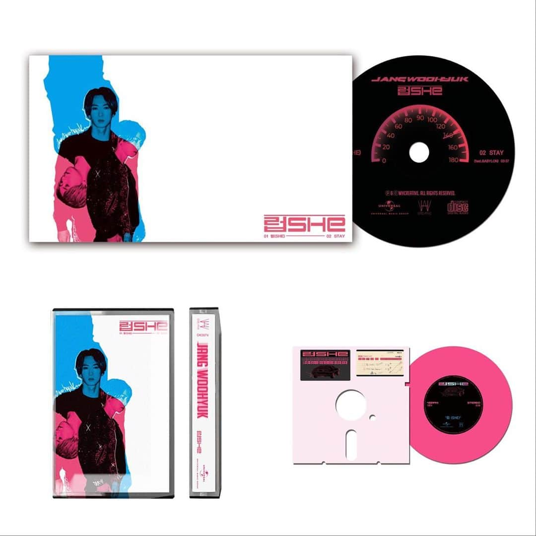 チャン・ウヒョクのインスタグラム：「#럽 #SHE #1105  #PhysicalAlbum  #ColorVinyl #MiniCD #CassetteTape」