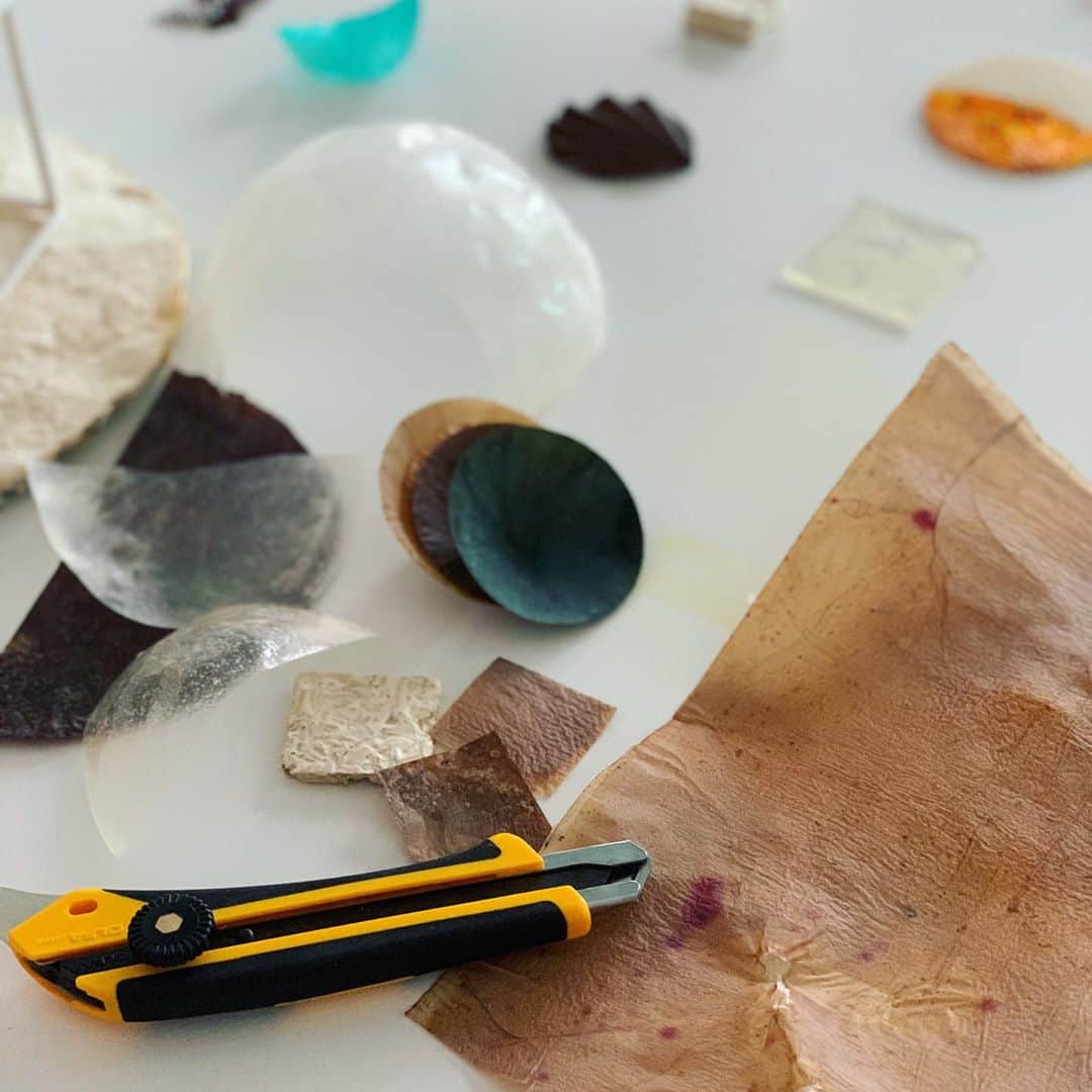 のインスタグラム：「Biomaterial production 🧫🎨✨ #bioart #biotech #biodesign #biotechnology #biology #chemistry #biolab #biomaterials #art #design #science #materialscience」