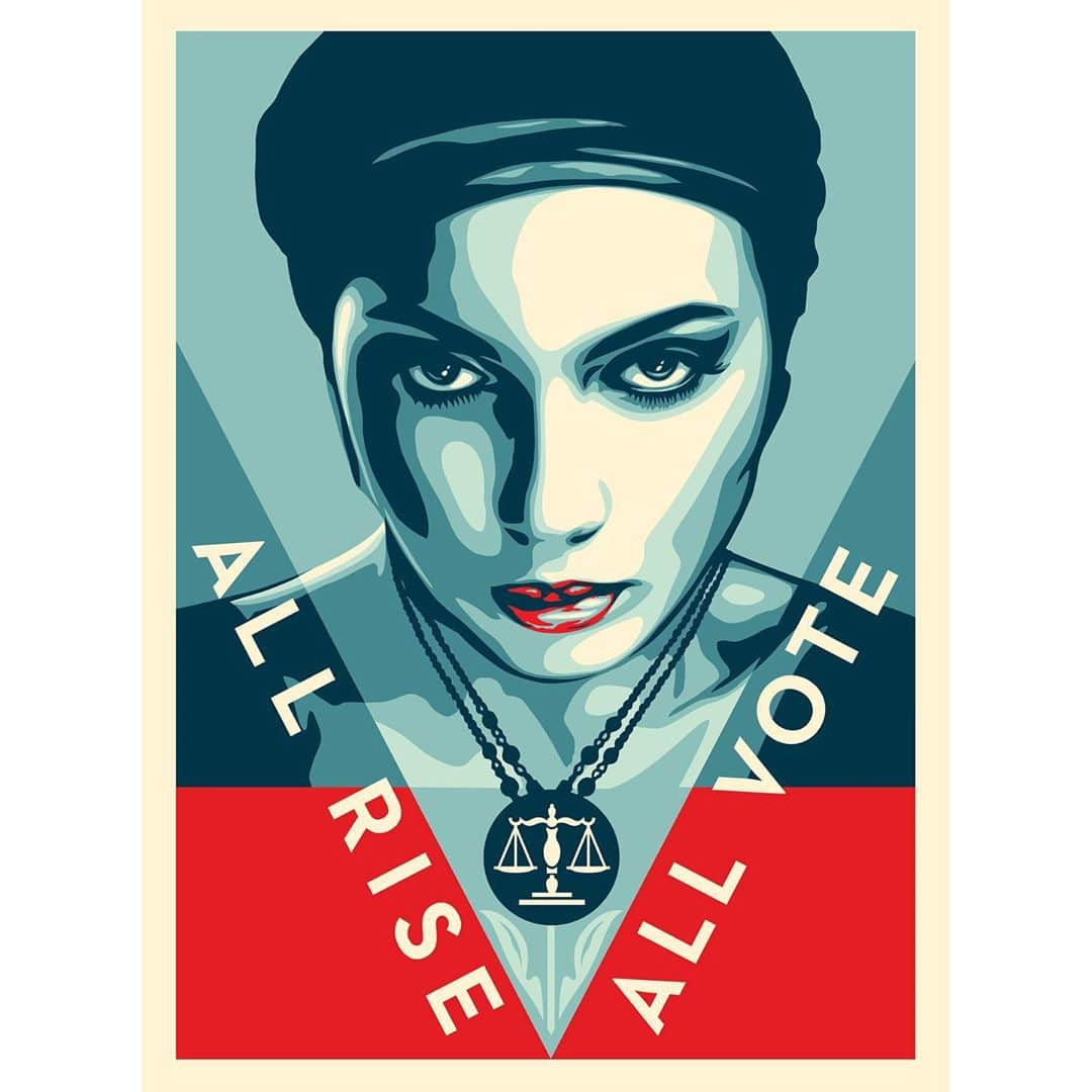 ジェニー・スレイトのインスタグラム：「Our leaders ignored our calls to respect the process and protect our rights by rushing the confirmation of Amy Coney Barrett. Now, our reproductive rights and the ability to access affordable health care is on the line.  The future of our country weighs heavily on my heart. We are at a pivotal moment. We must stay focused on how we can protect our rights and our future. This is OUR moment. It’s time to vote.   Stay focused and make a plan to Vote: Text PLAN 22422.   @PPact Artwork by: @obeyGiant」