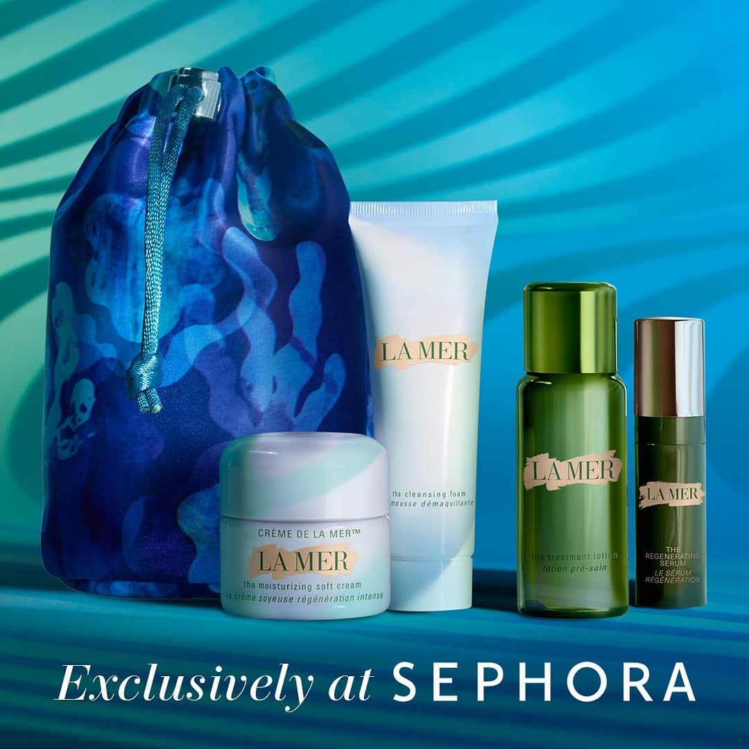 ドゥラメールのインスタグラム：「Exclusively at @sephora—a four-piece set of potent products to cleanse, moisturize, and visibly renew the skin. Thinking it’s the perfect reason to try something new? We agree.」