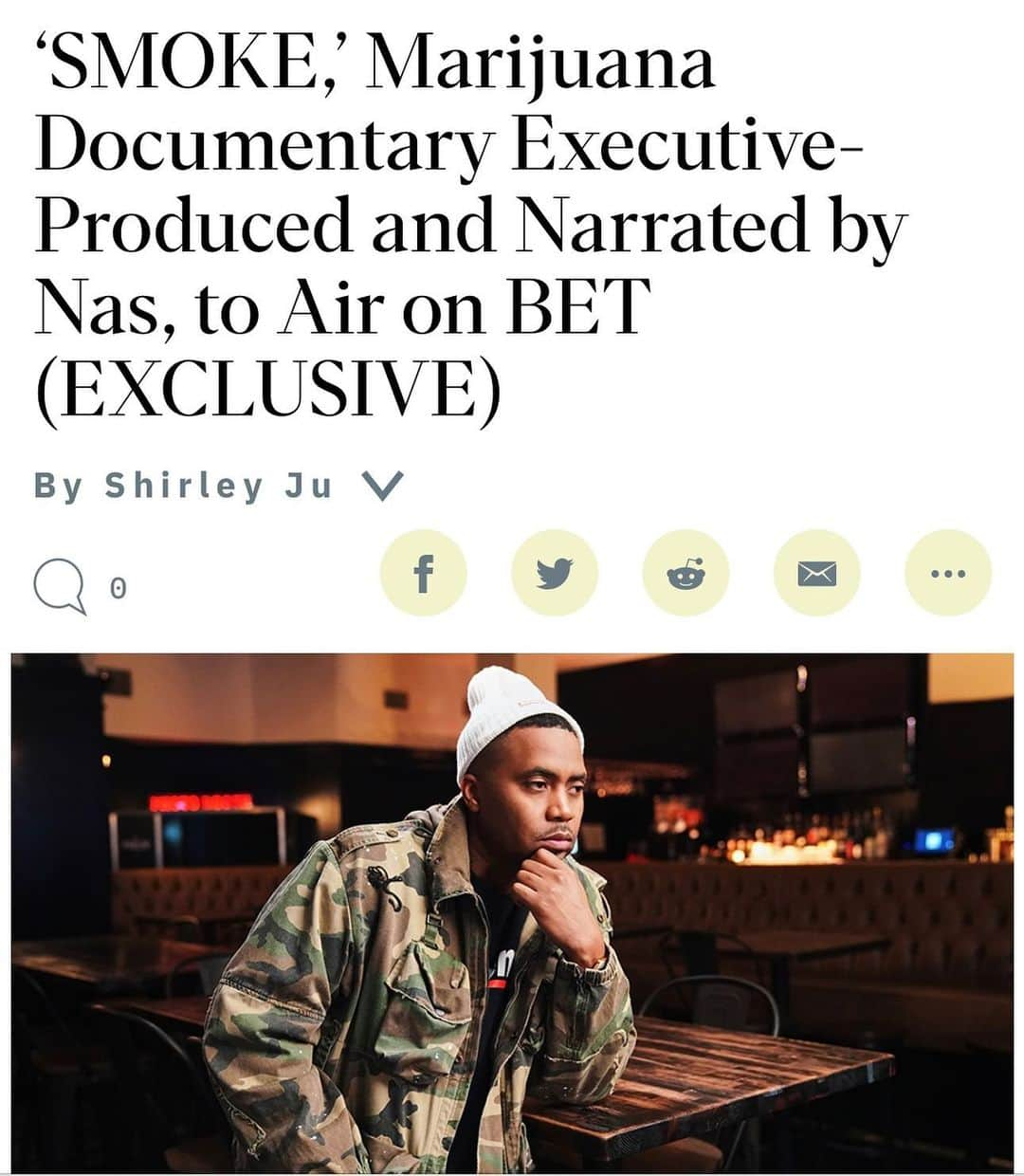 ナズさんのインスタグラム写真 - (ナズInstagram)「Nov. 18.  “The world has finally begun opening up to the cannabis industry the way I feel it should have years ago,” says Nasir “Nas” Jones. “Even still, hate exists in this business for black people, and that is something that sickens me and should be recognized for its blatant evil. The people that have been locked up for marijuana should not only be freed but receive restitution for the damage done to them by outdated laws. It’s important to spread awareness on this, and that’s why everyone needs to make sure they tune in and watch the documentary ‘SMOKE!’” ~ Nasir Jones」10月28日 7時36分 - nas